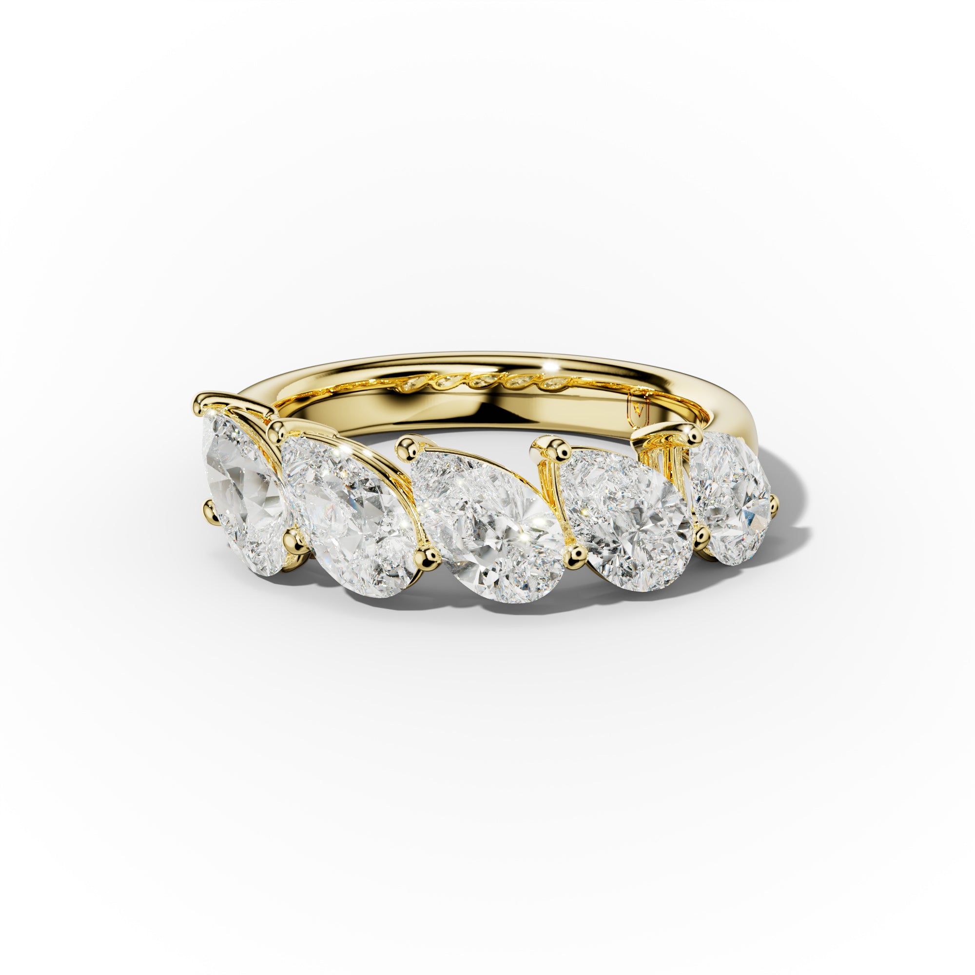 3.0 Carat Slanted Pear Diamond Anniversary Band