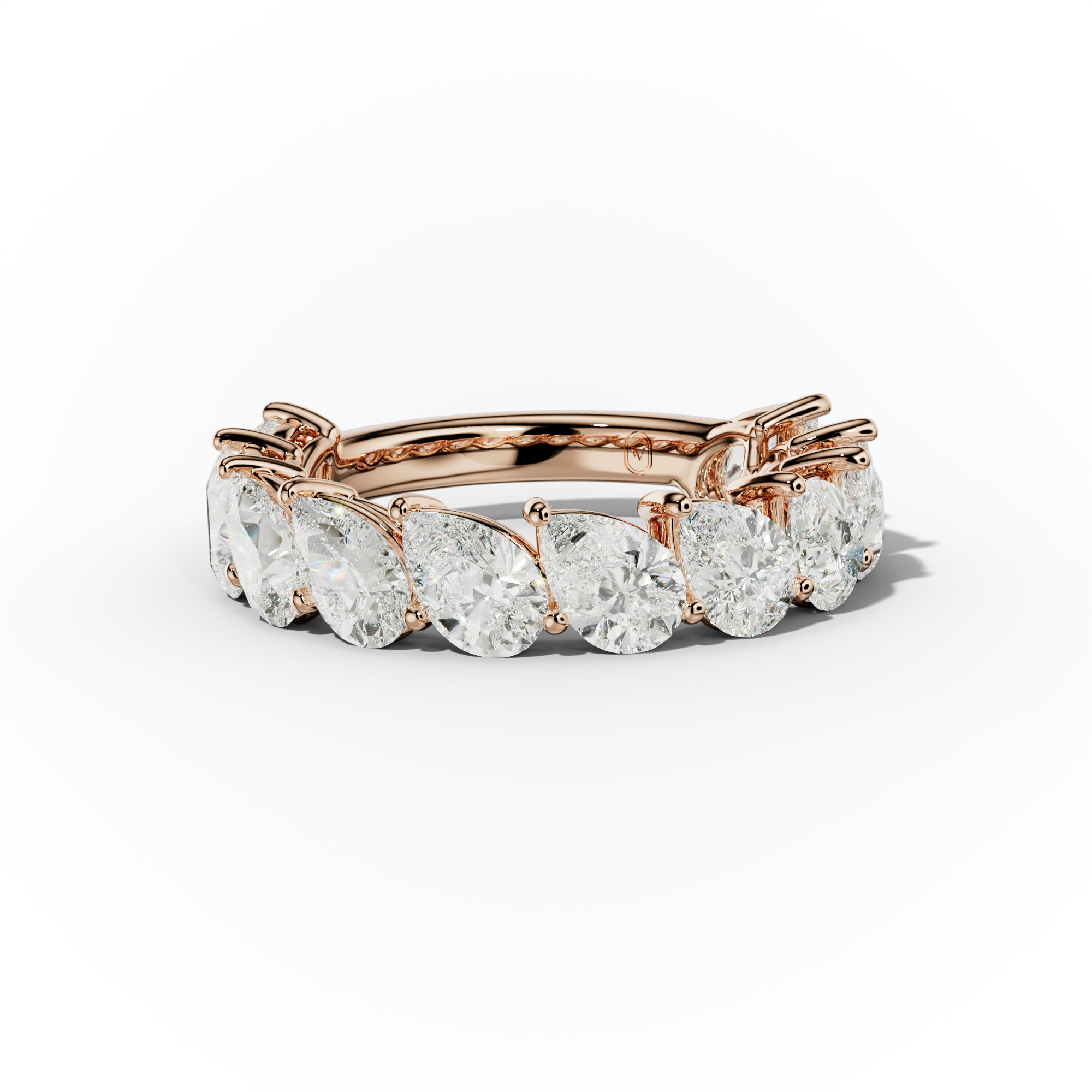 4.0 Carat Slanted Pear Diamond Anniversary Band