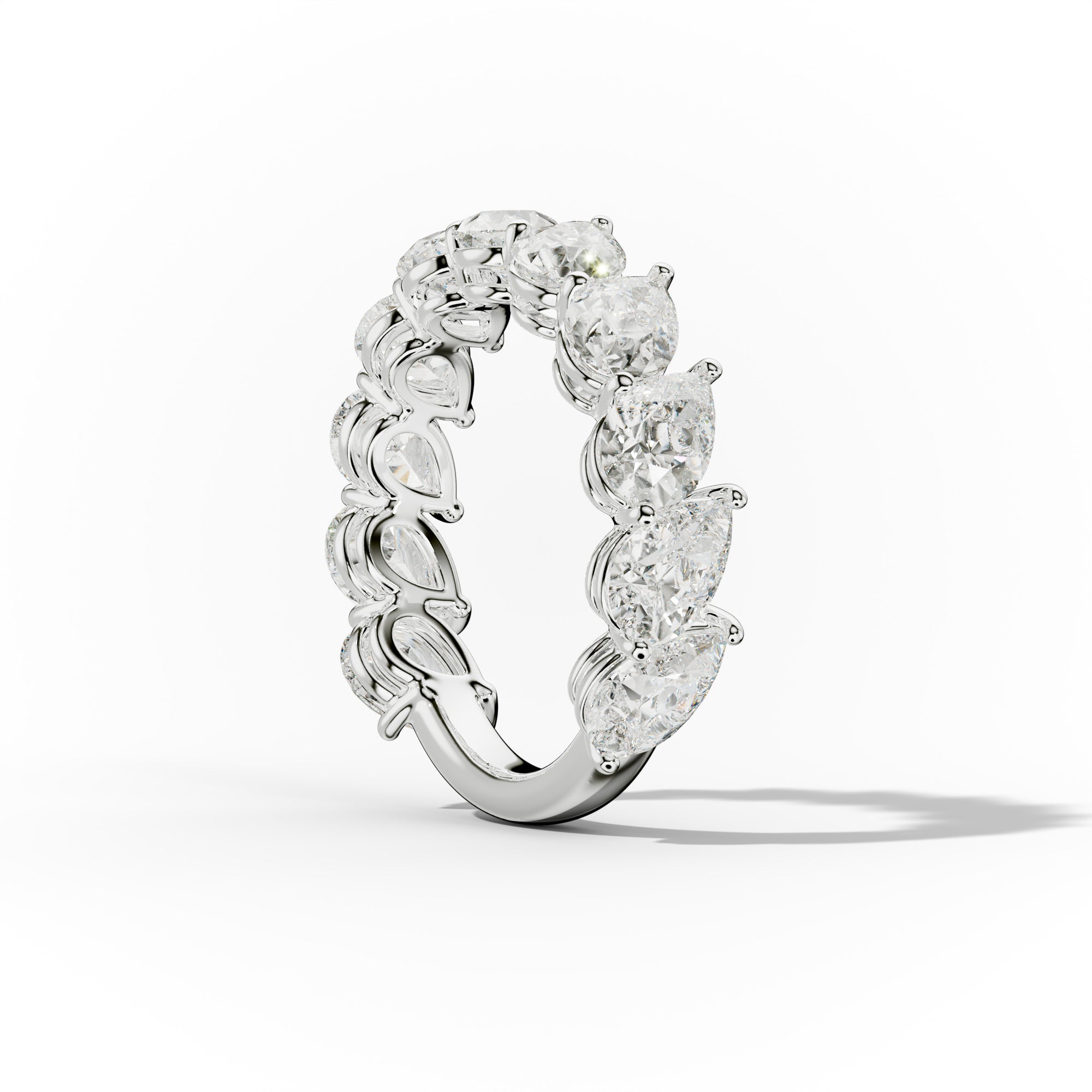 4.0 Carat Slanted Pear Diamond Anniversary Band