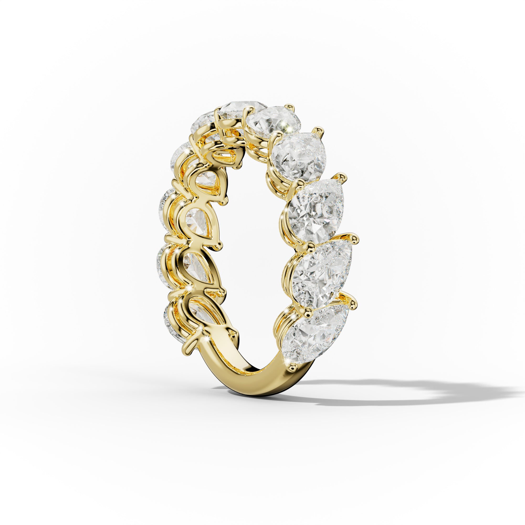 4.0 Carat Slanted Pear Diamond Anniversary Band