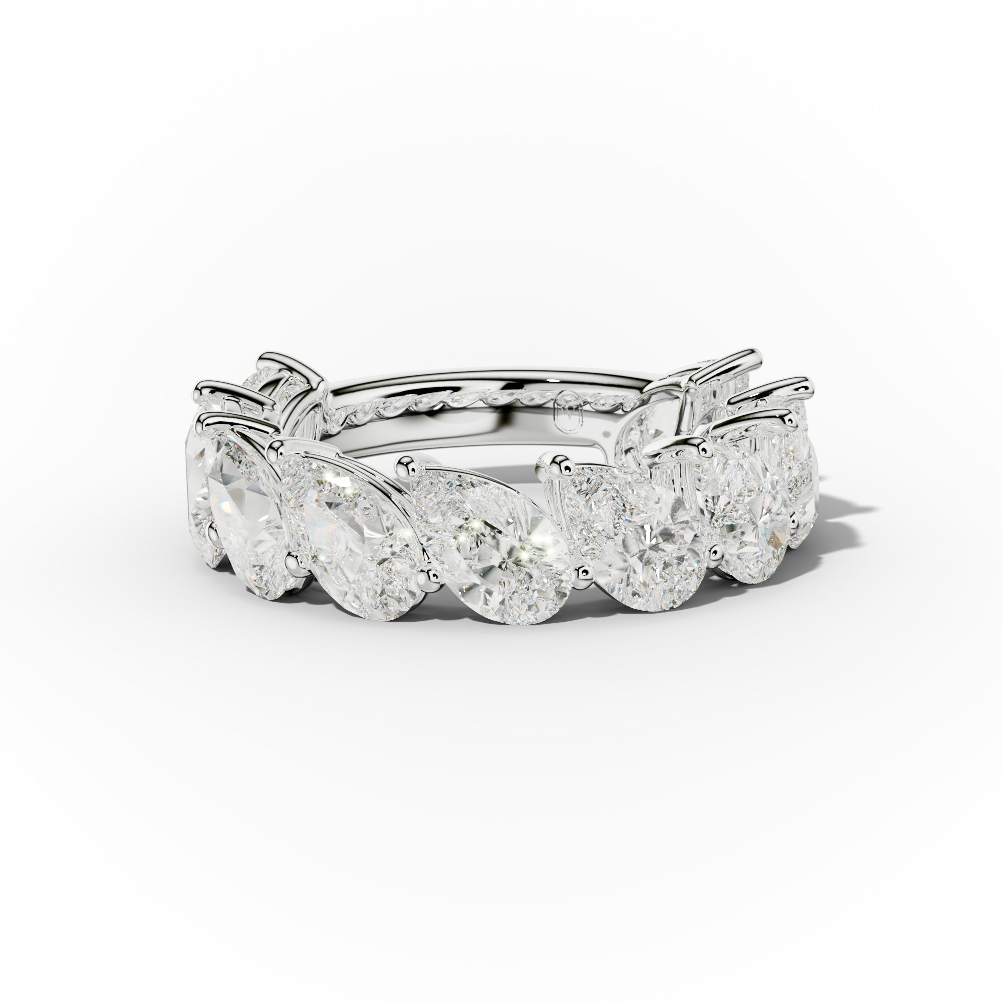 5.0 Carat Slanted Pear Diamond Anniversary Band