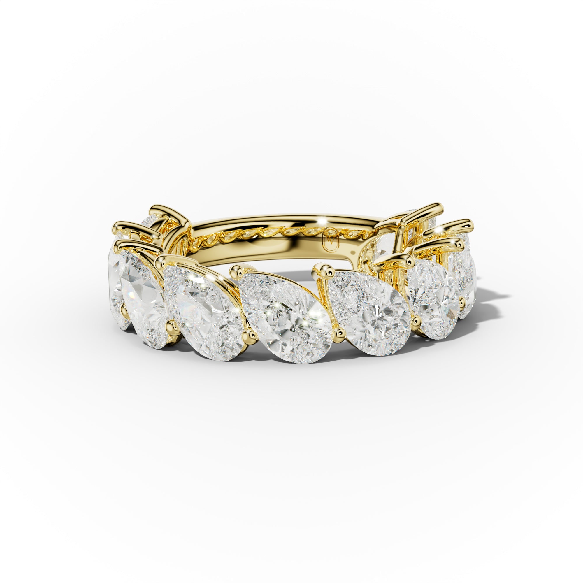 5.0 Carat Slanted Pear Diamond Anniversary Band