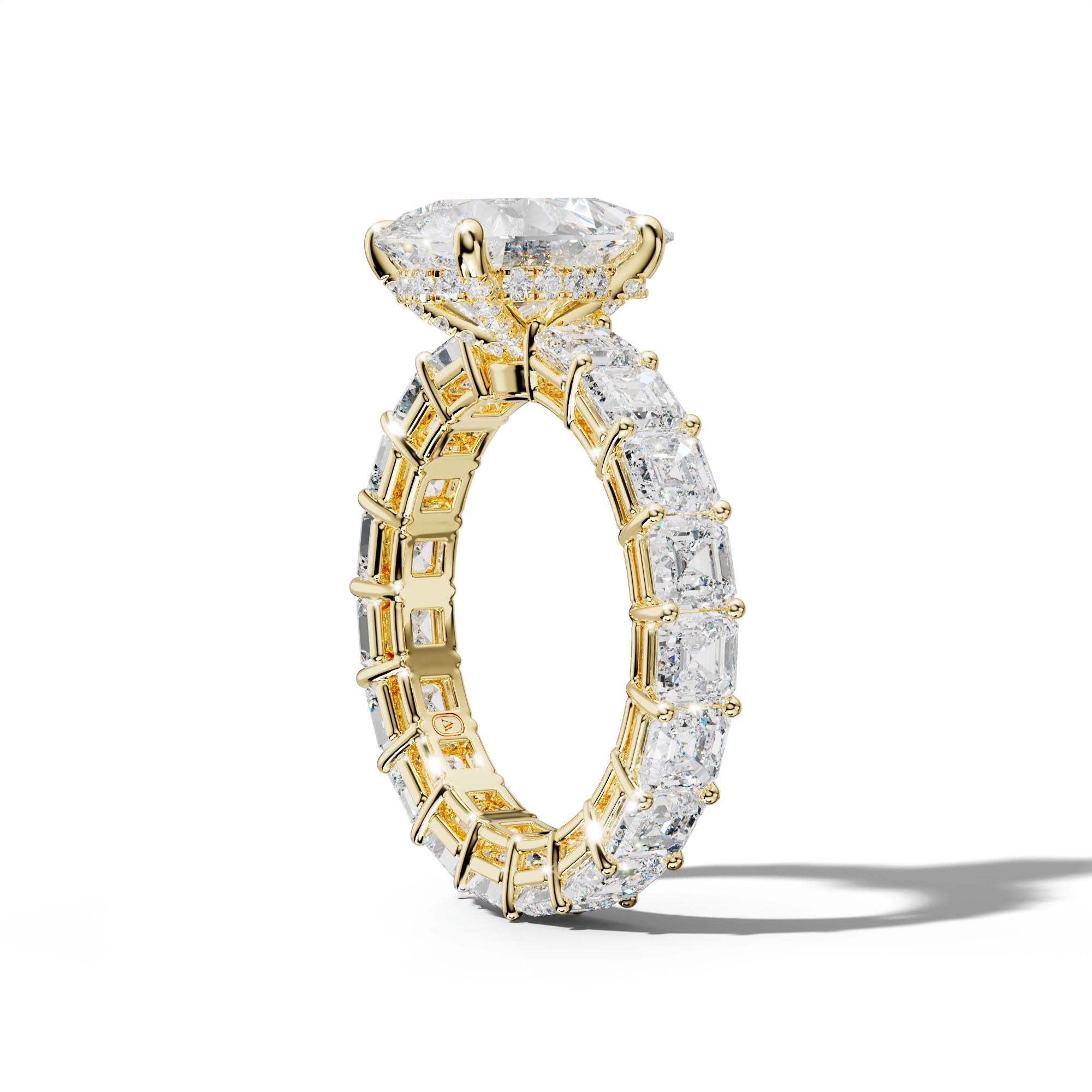 Amanda Pear Shape Engagement Ring With Asscher Side Stones