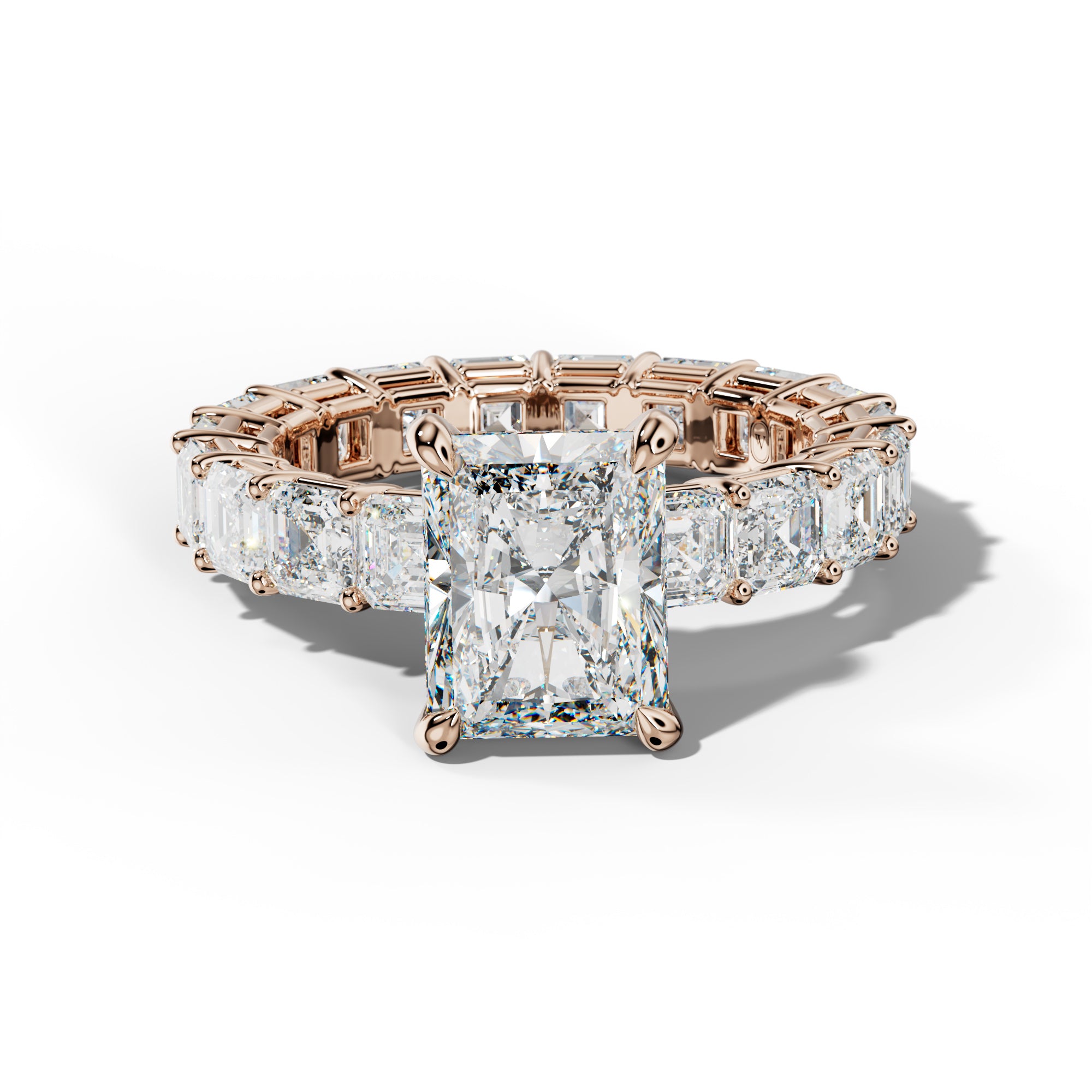 Amanda Radiant Diamond Engagement Ring With Asscher Side Stones