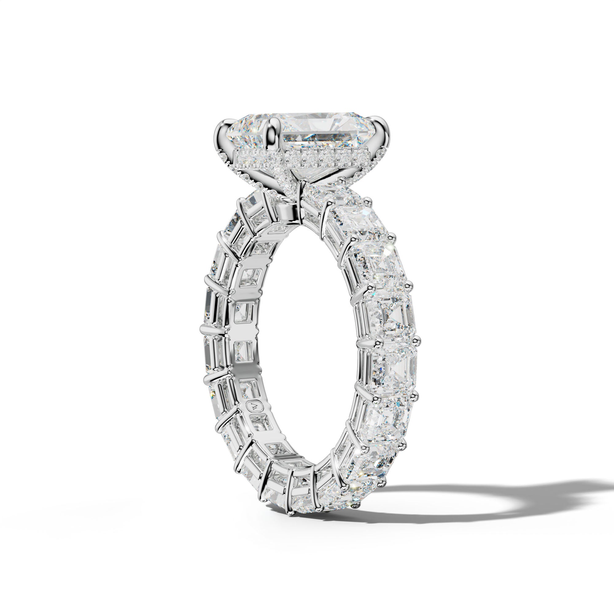 Amanda Radiant Diamond Engagement Ring With Asscher Side Stones