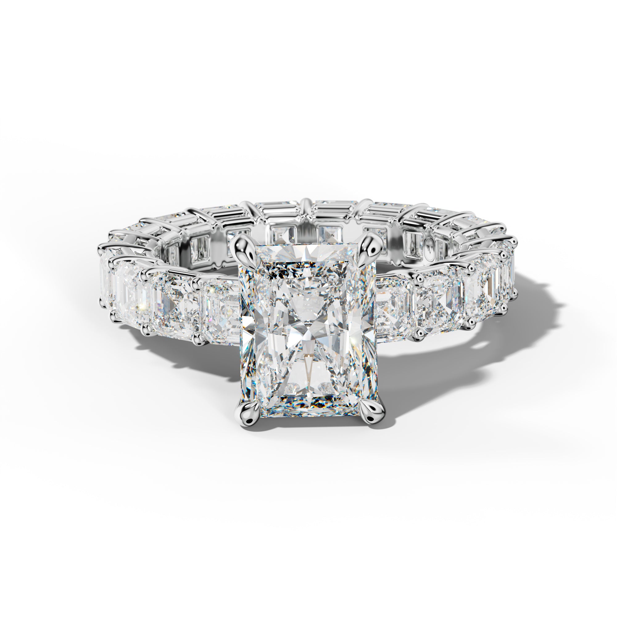 Amanda Radiant Diamond Engagement Ring With Asscher Side Stones