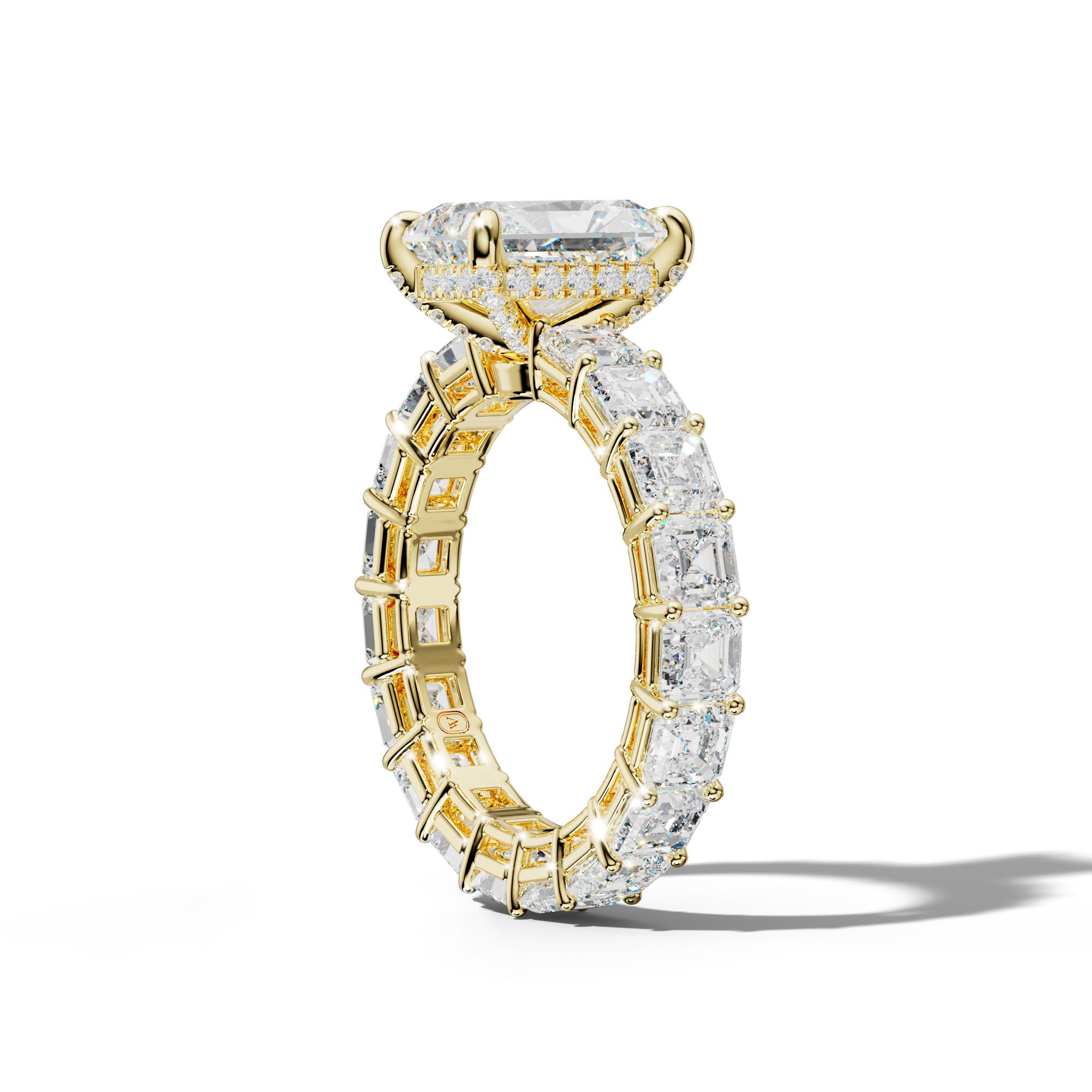 Amanda Radiant Diamond Engagement Ring With Asscher Side Stones