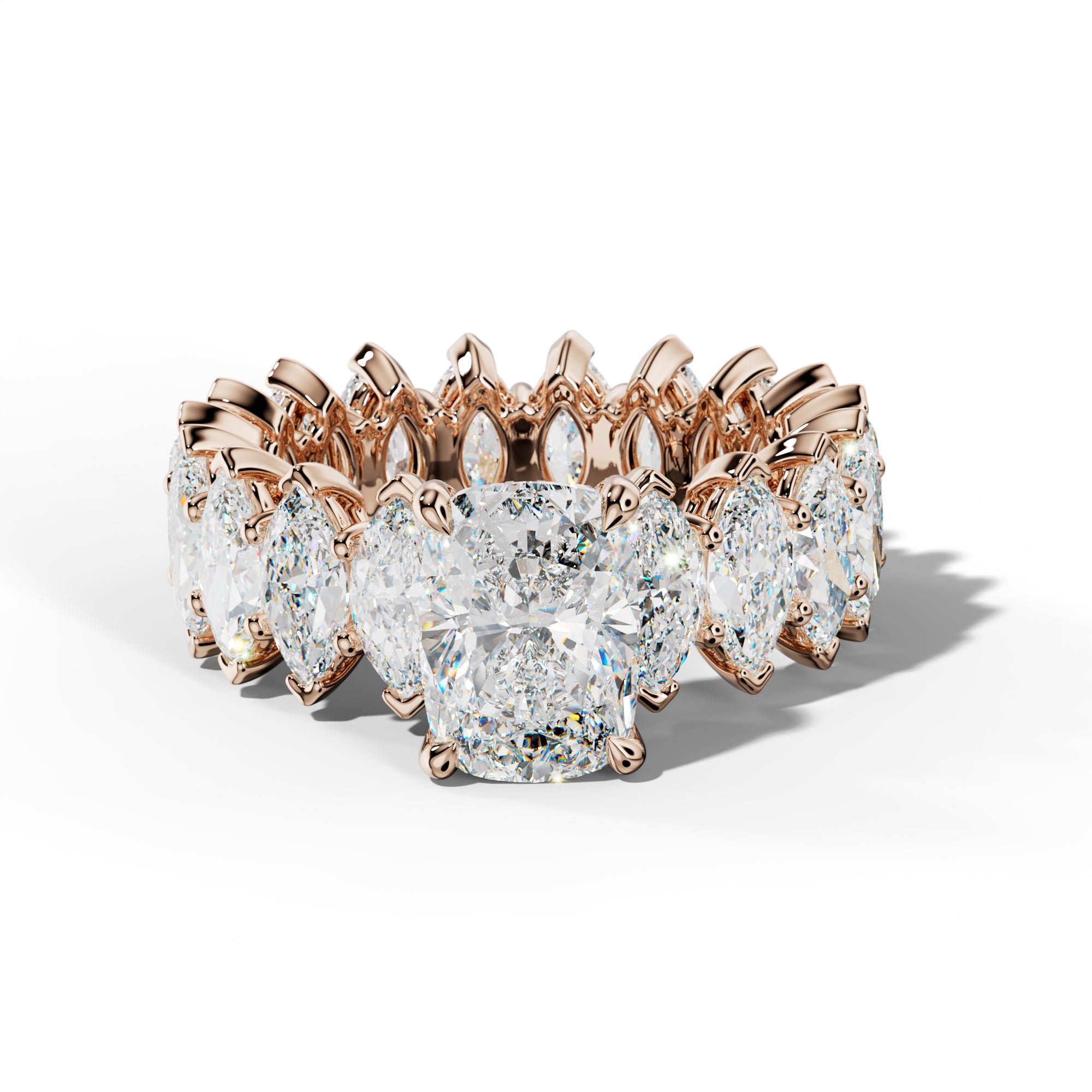 Taylor Elongated Cushion Diamond Engagement Ring With Marquise Side Stones