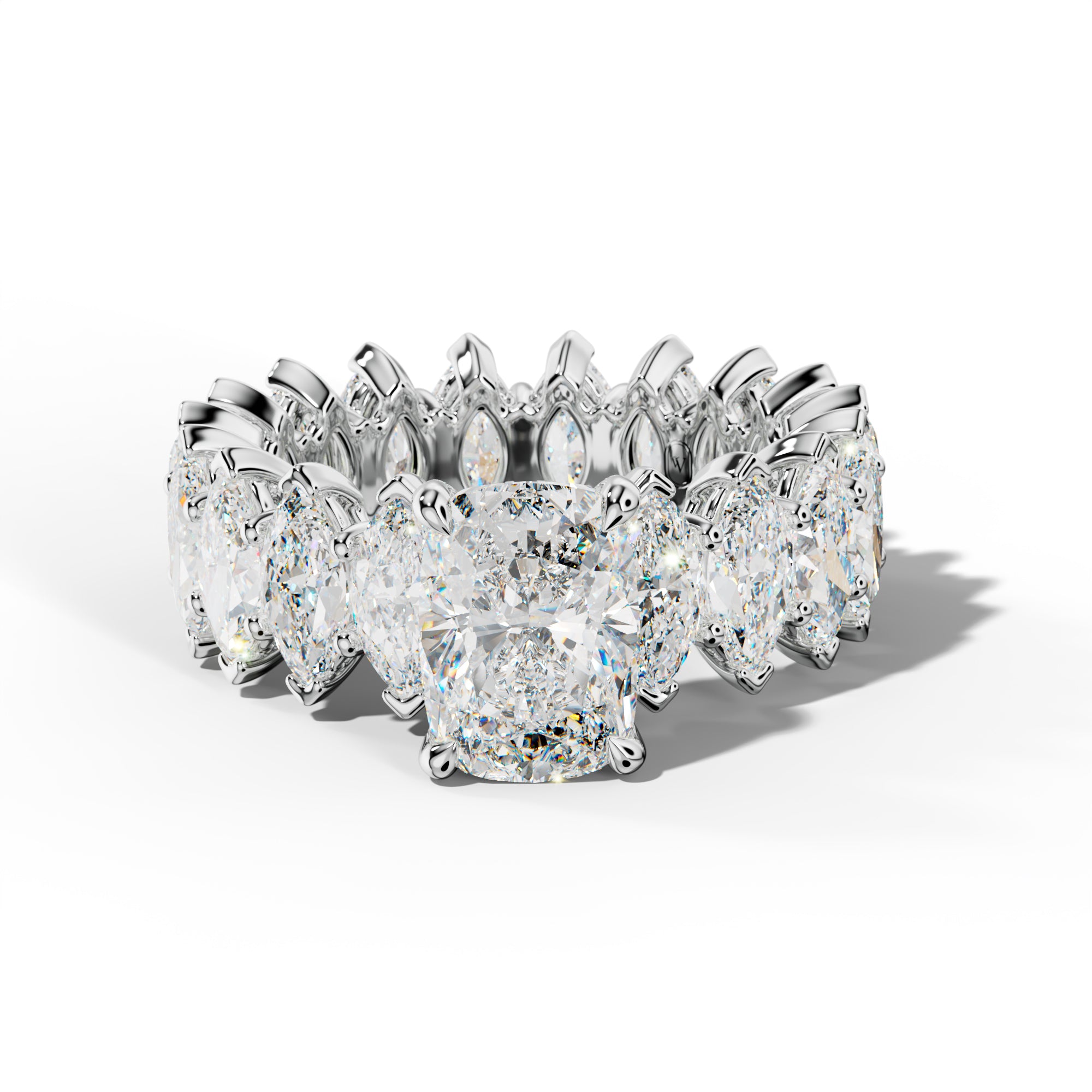 Taylor Elongated Cushion Diamond Engagement Ring With Marquise Side Stones