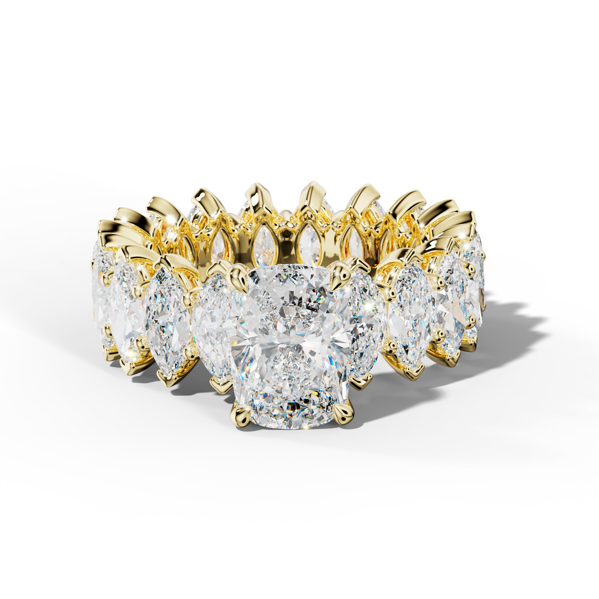 Taylor Elongated Cushion Diamond Engagement Ring With Marquise Side Stones