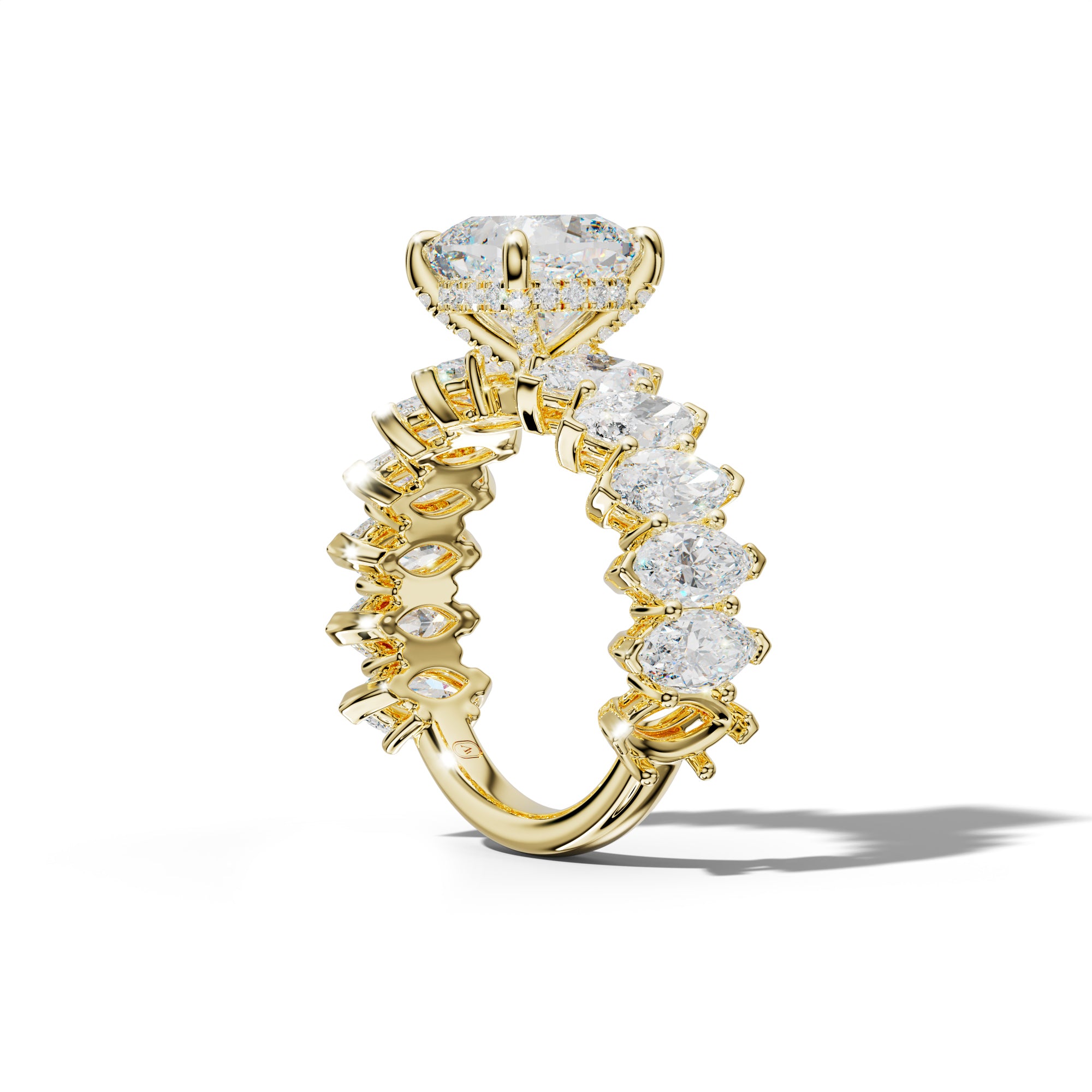 Ashley Cushion Diamond Engagement Ring With Marquise Side Stones