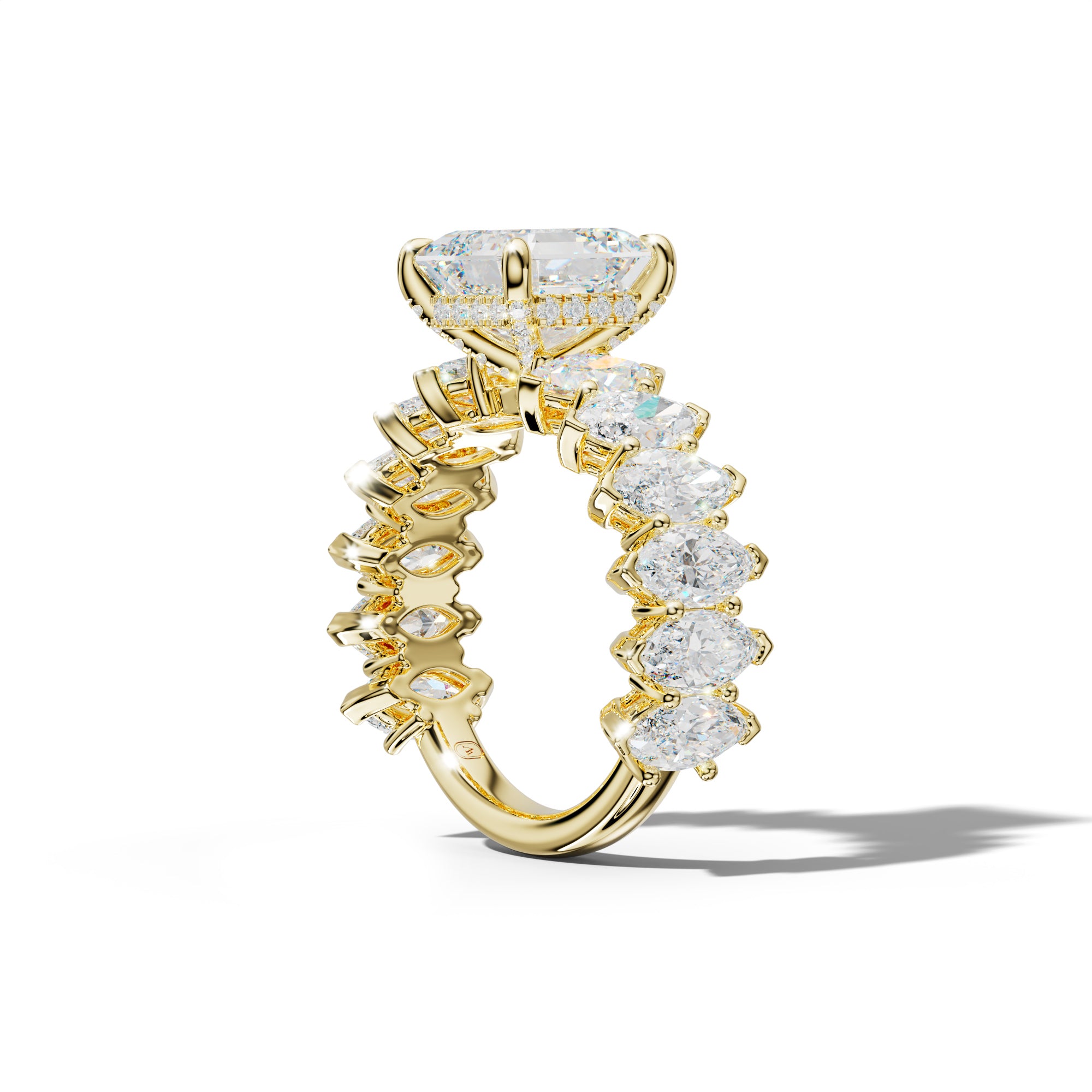 Ashley Asscher Diamond Engagement Ring With Marquise Side Stones