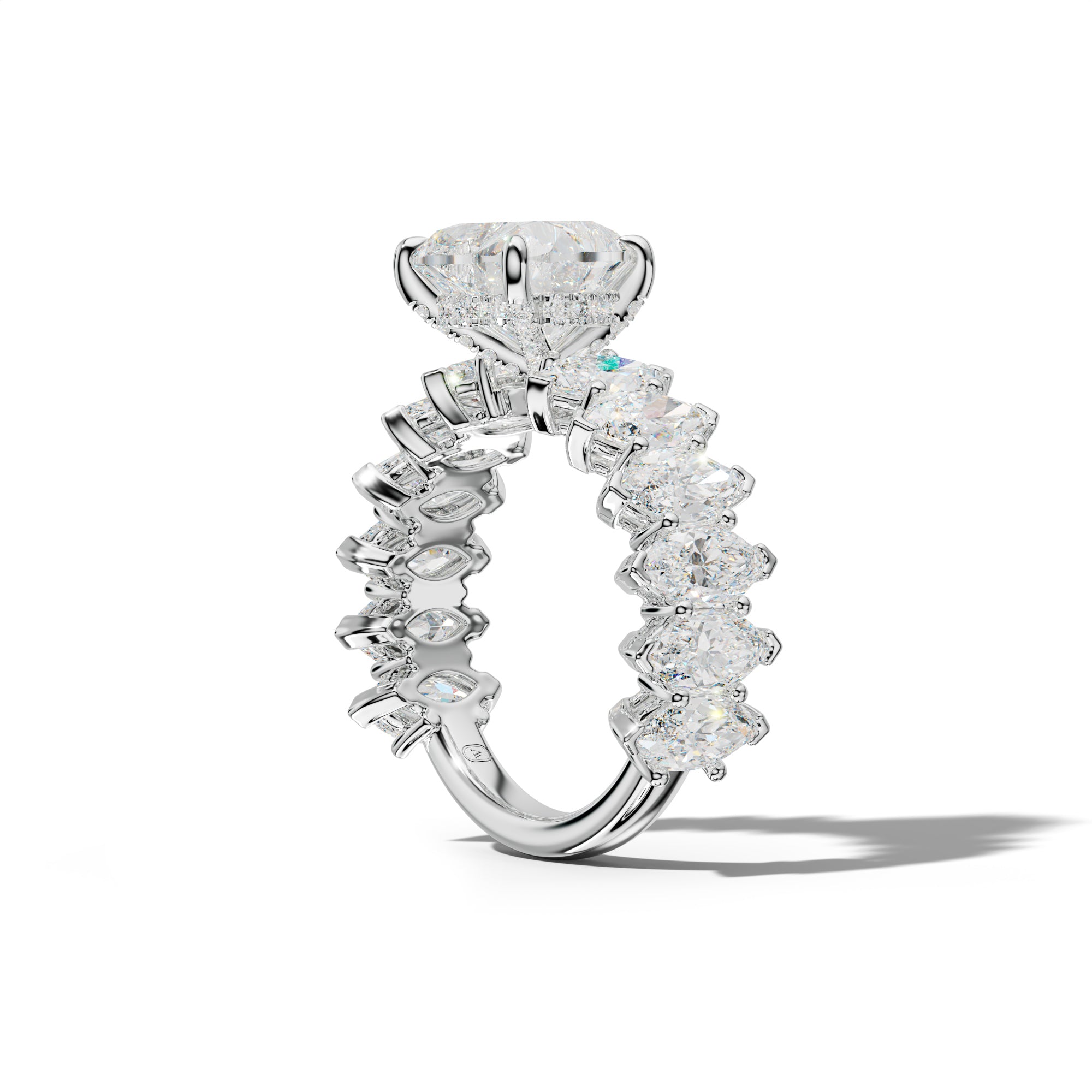 Ashley Heart Diamond Engagement Ring With Marquise Side Stones