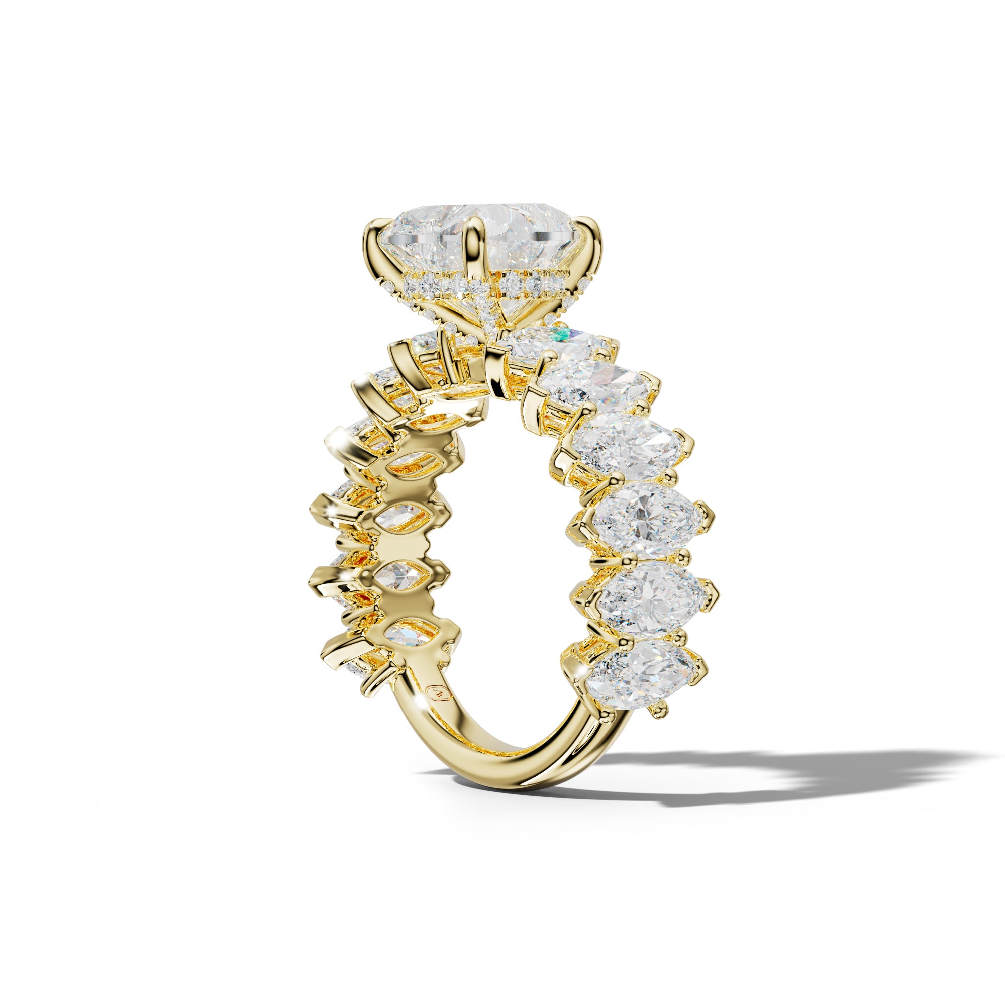 Ashley Heart Diamond Engagement Ring With Marquise Side Stones