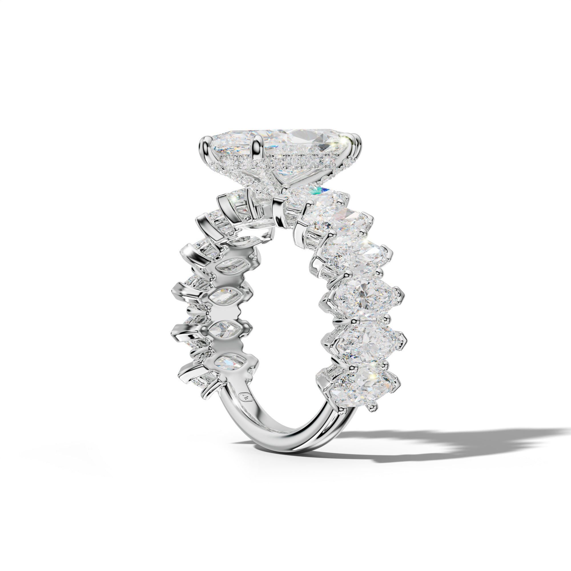 Ashley Marquise Diamond Engagement Ring With Marquise Side Stones