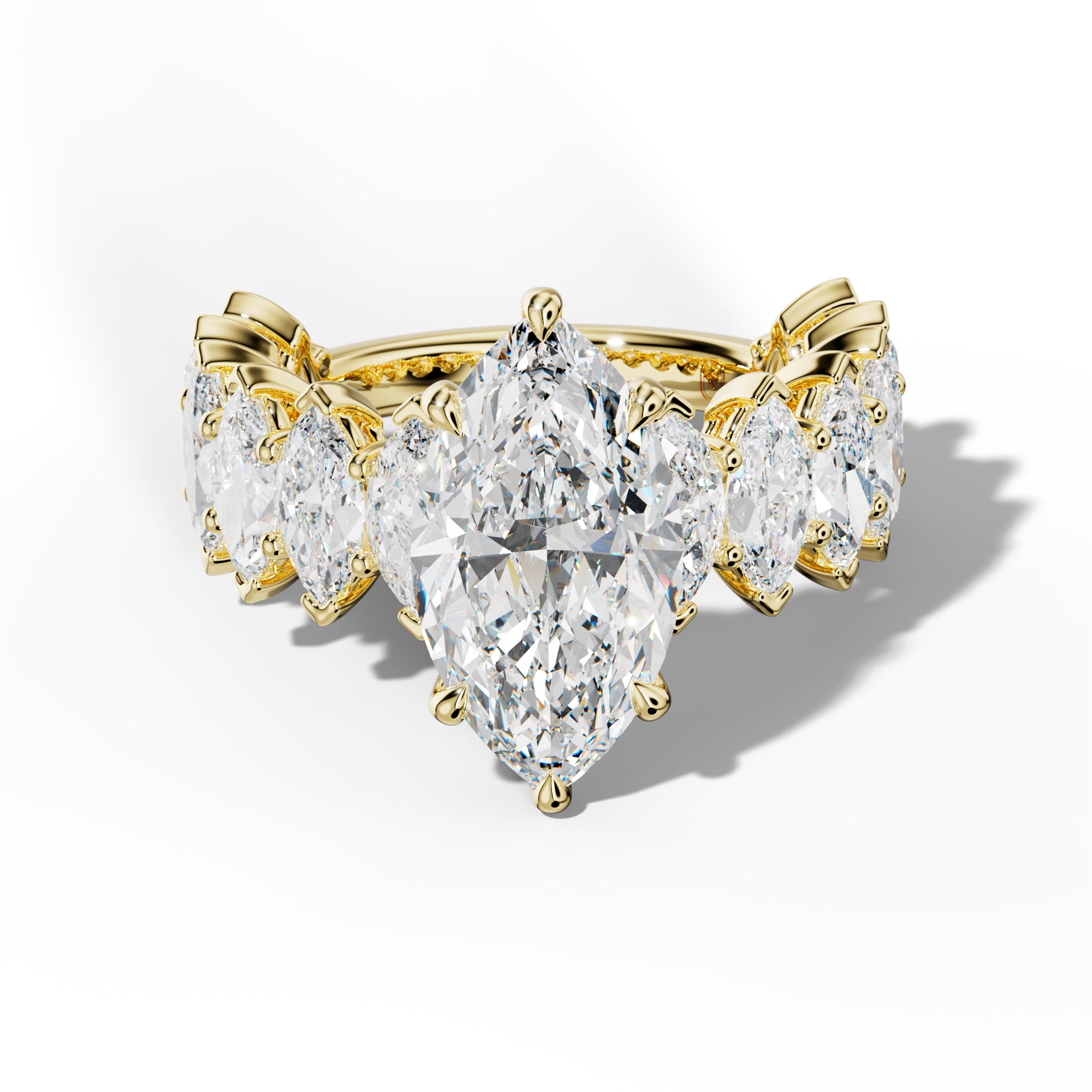 Ashley Marquise Diamond Engagement Ring With Marquise Side Stones