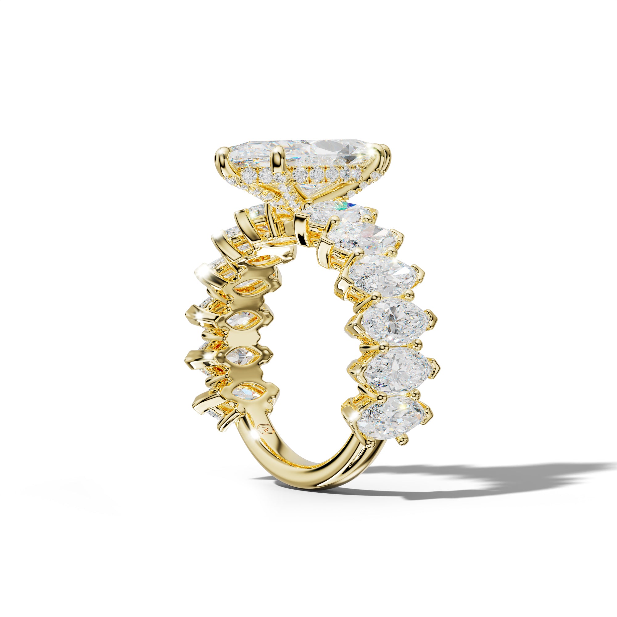 Ashley Marquise Diamond Engagement Ring With Marquise Side Stones