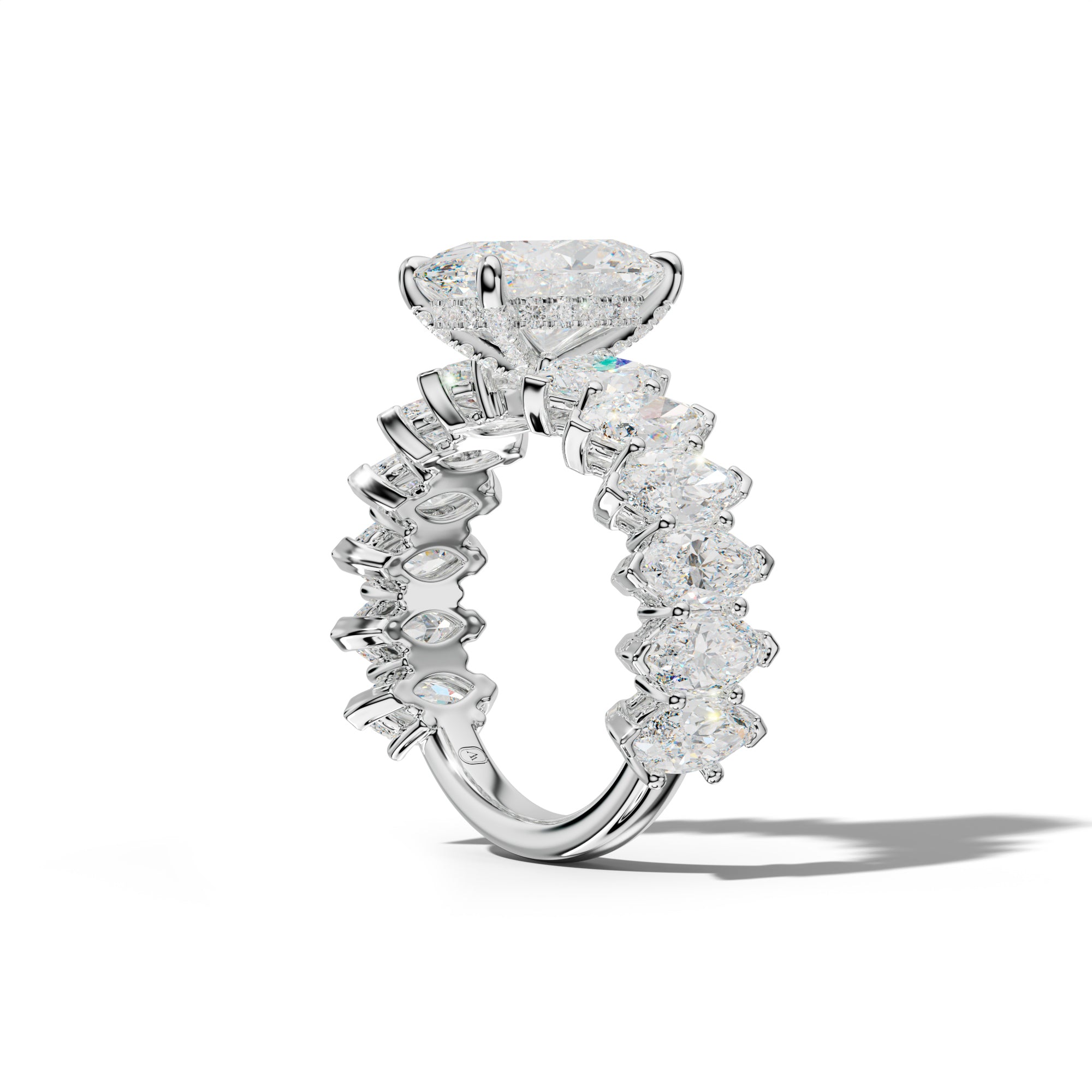 Ashley Oval Diamond Engagement Ring With Marquise Side Stones
