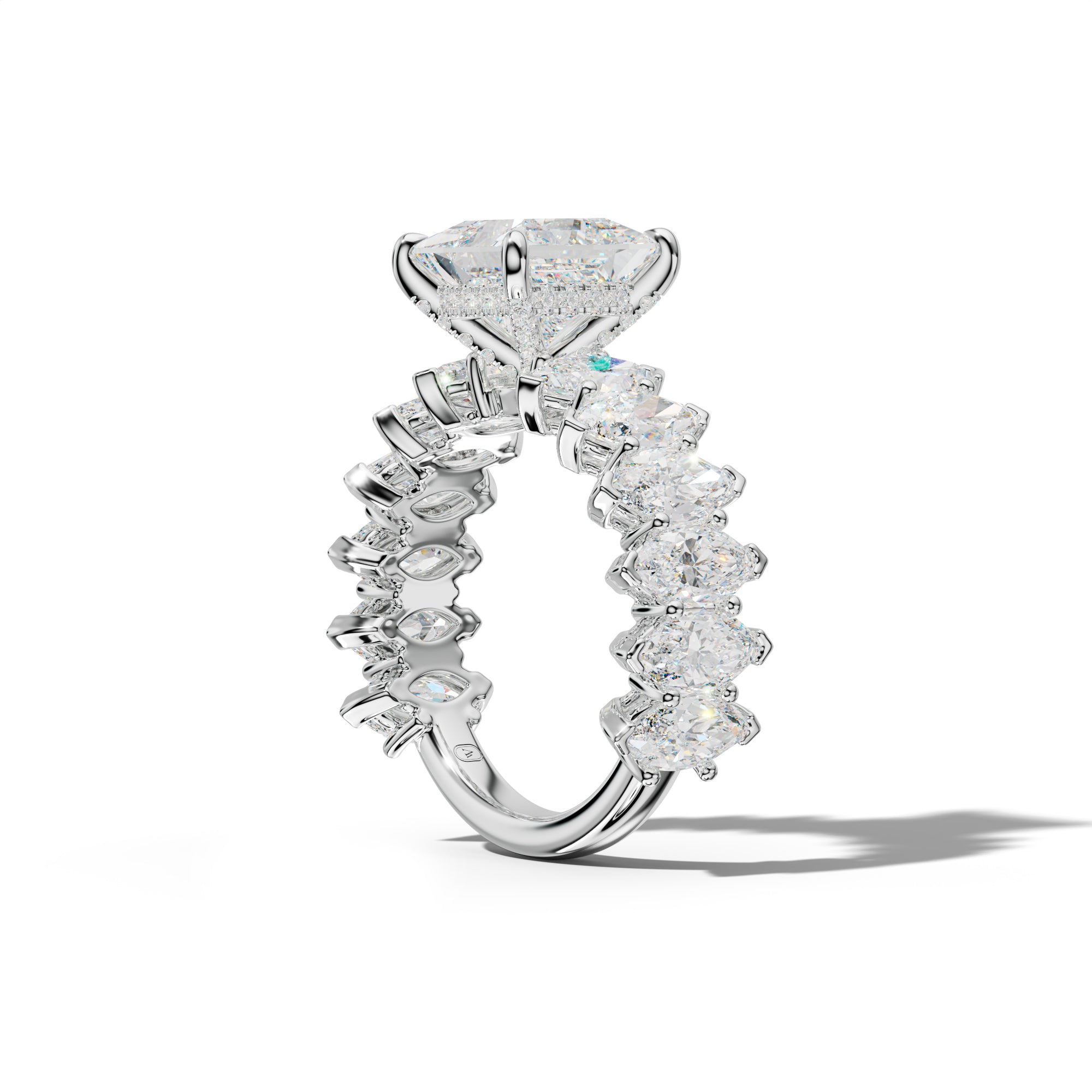 Ashley Princess Cut Engagement Ring With Marquise Side Stones