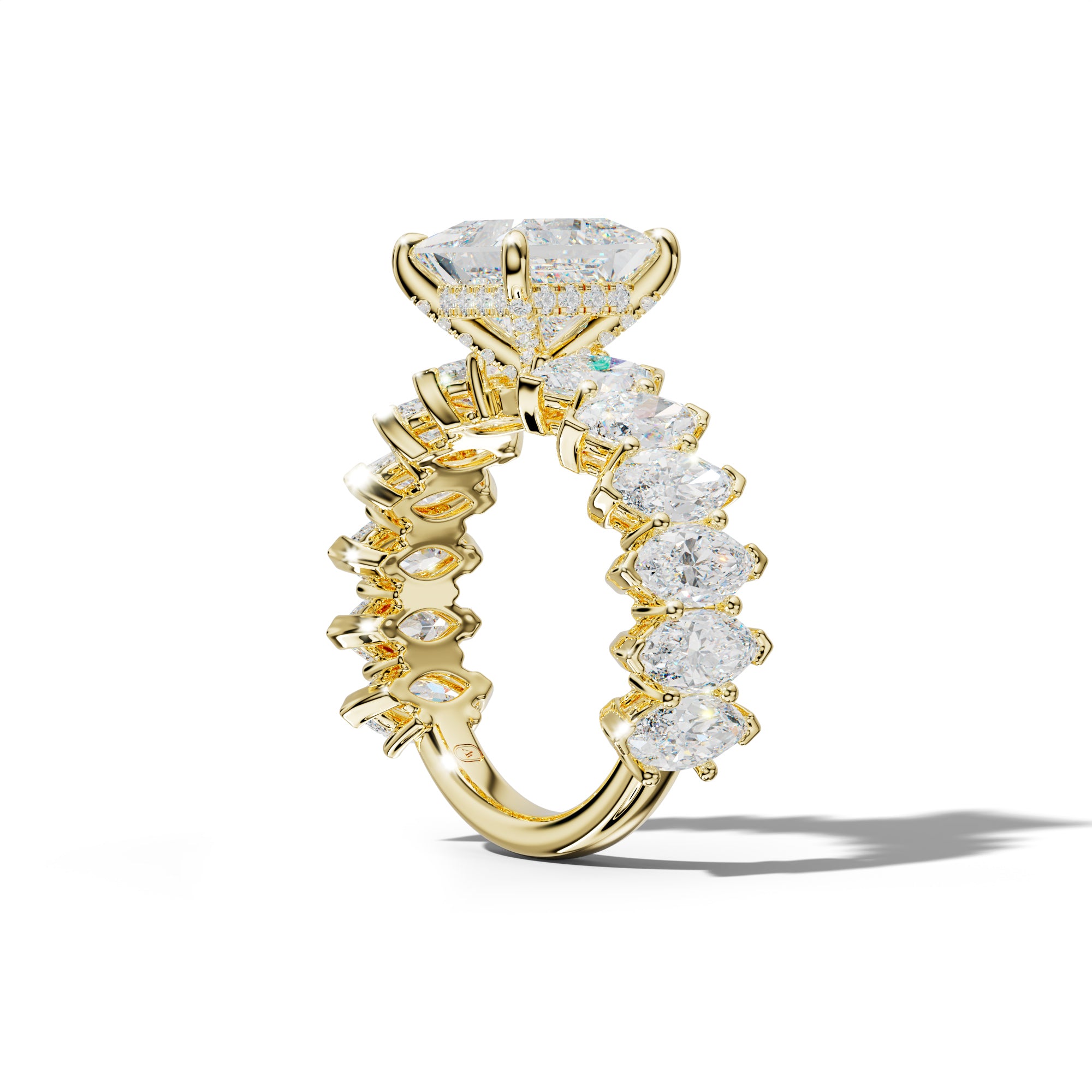 Ashley Princess Cut Engagement Ring With Marquise Side Stones