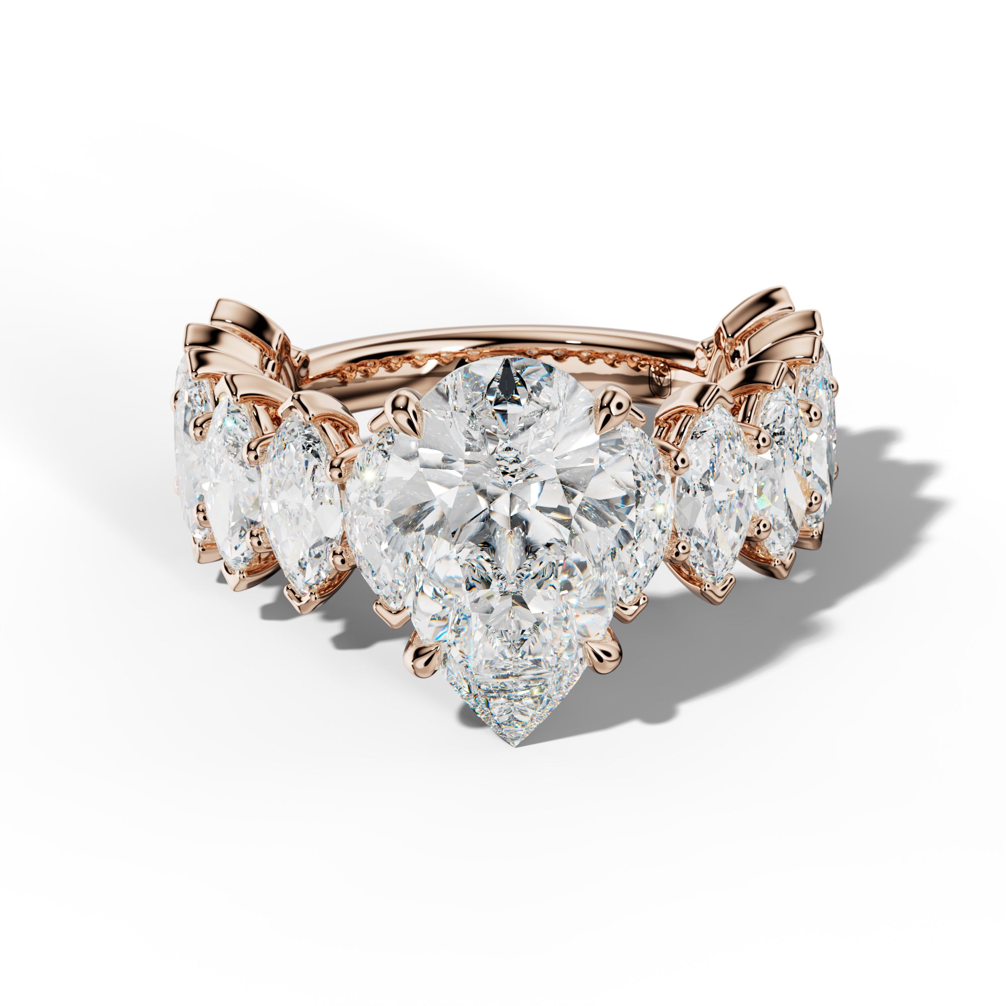 Ashley Pear Shape Engagement Ring With Marquise Side Stones
