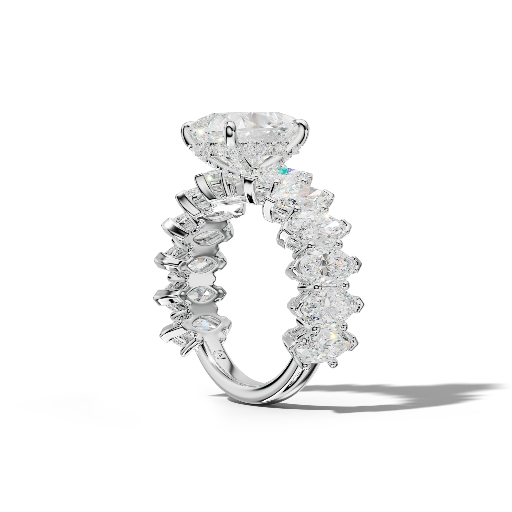 Ashley Pear Shape Engagement Ring With Marquise Side Stones