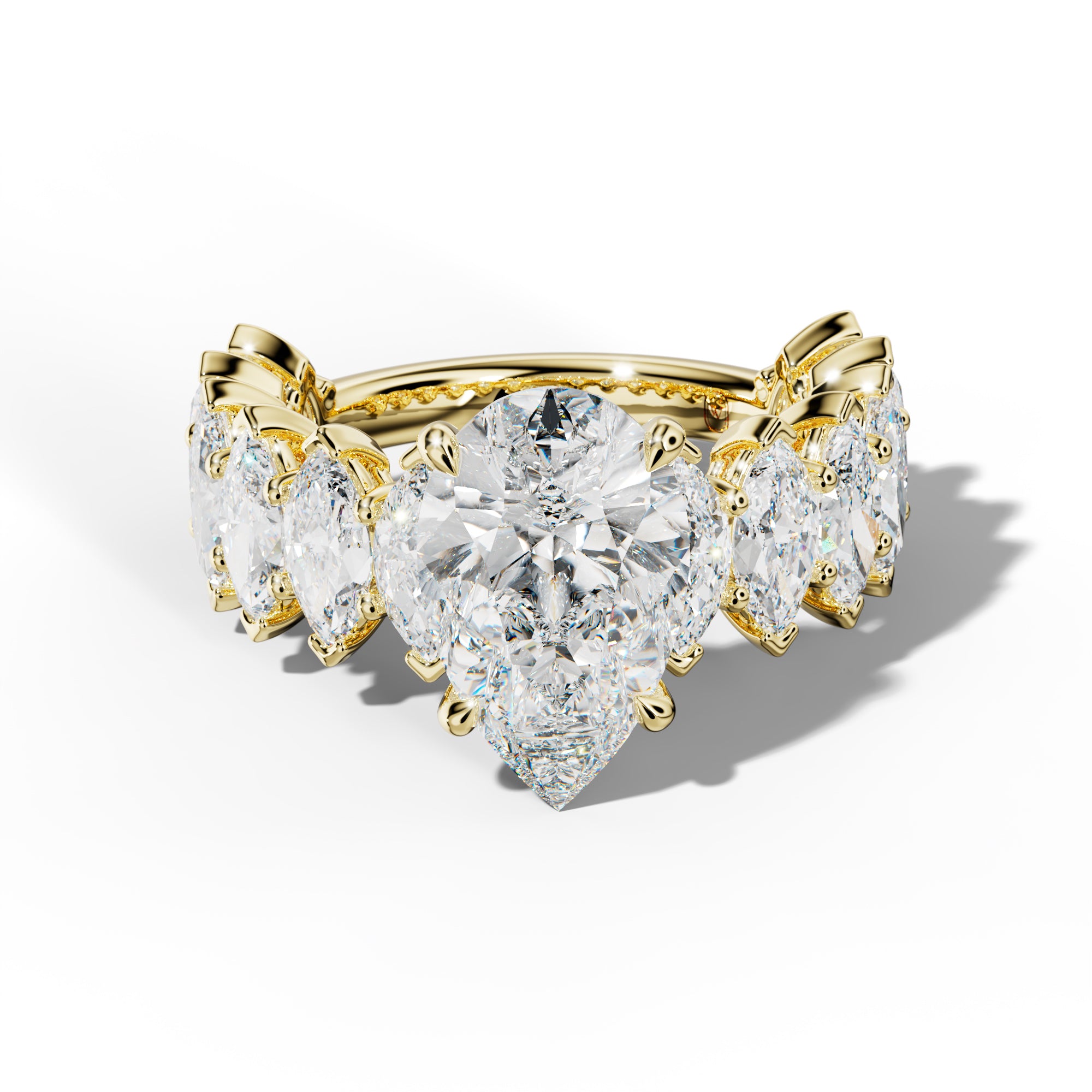 Ashley Pear Shape Engagement Ring With Marquise Side Stones