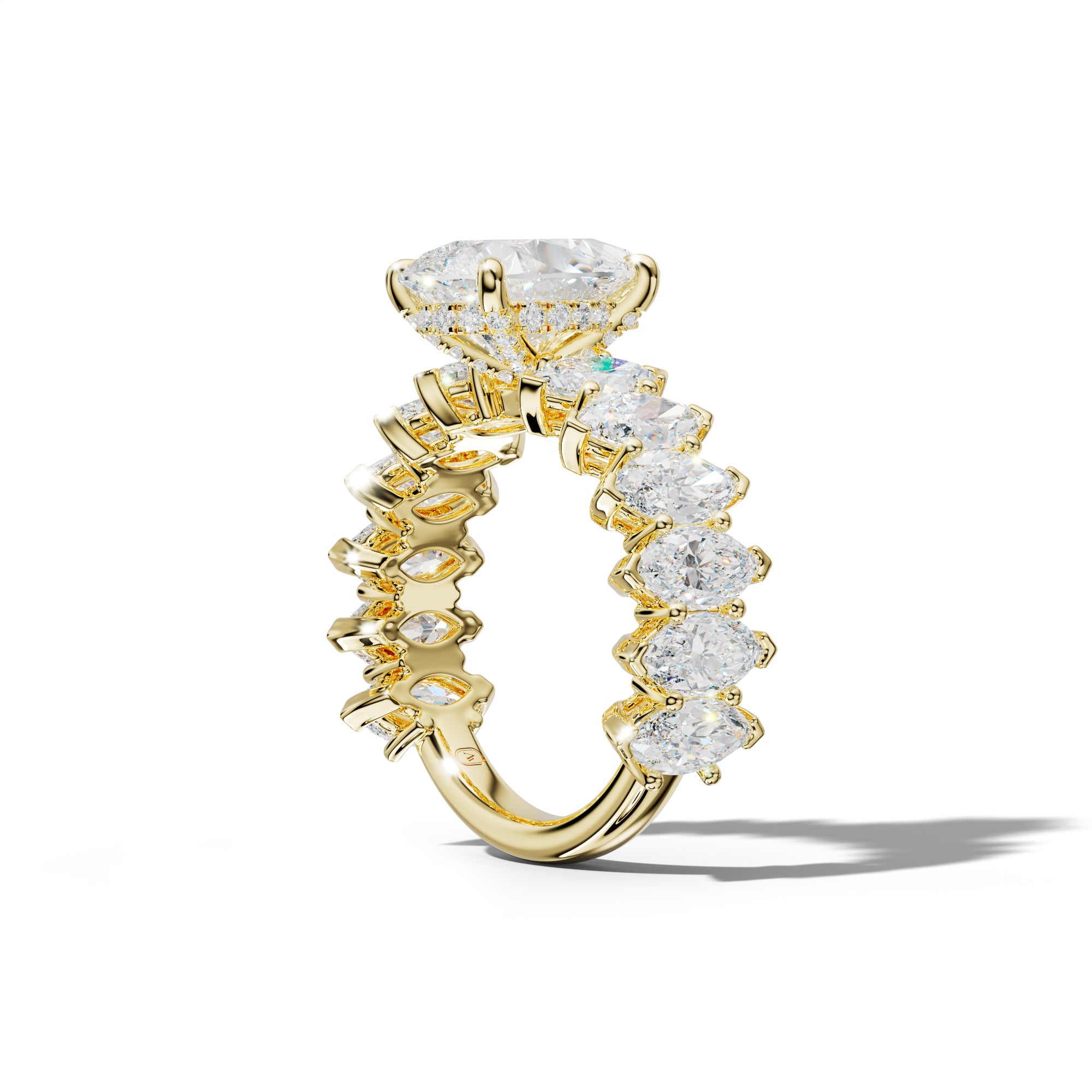 Ashley Pear Shape Engagement Ring With Marquise Side Stones