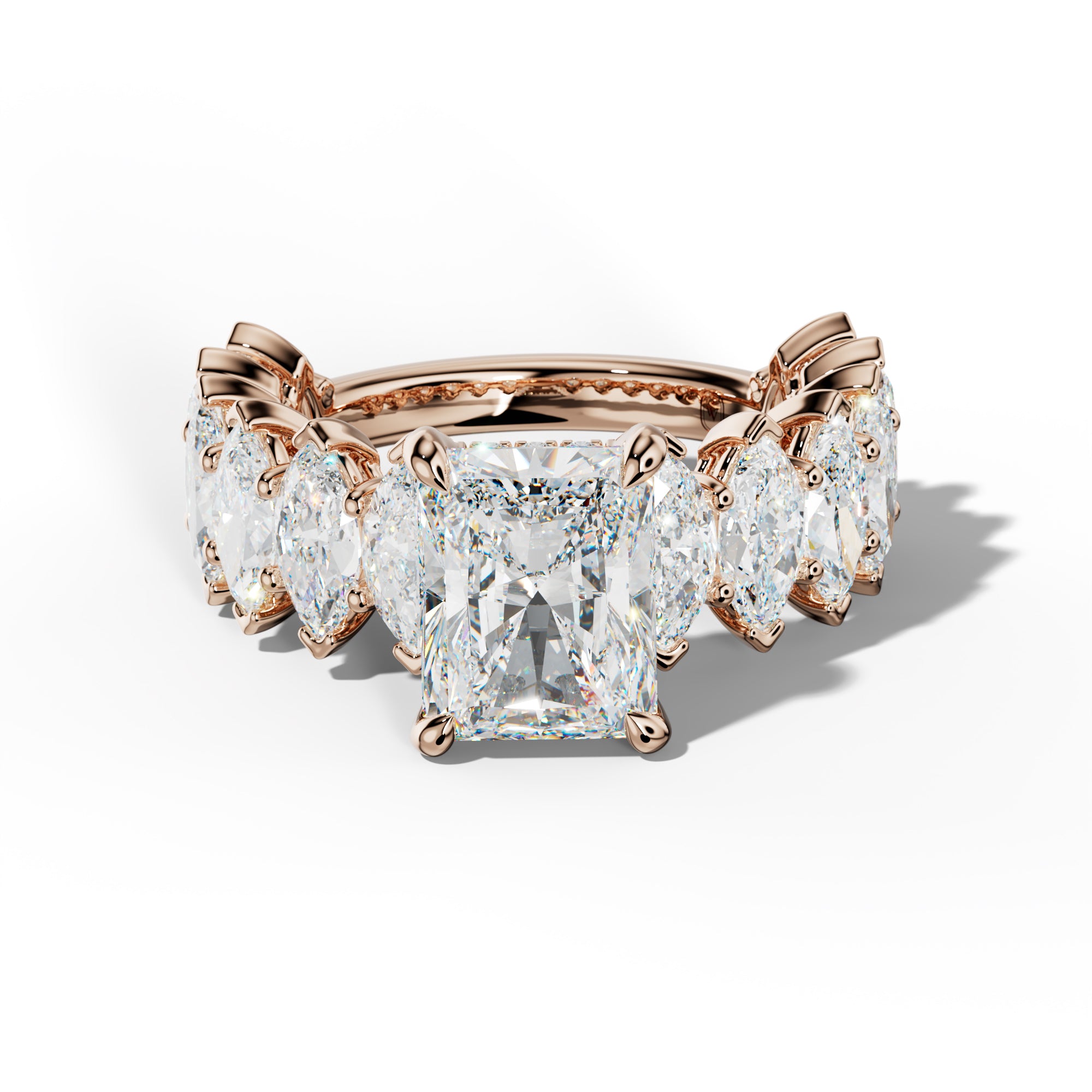 Ashley Radiant Diamond Engagement Ring With Marquise Side Stones