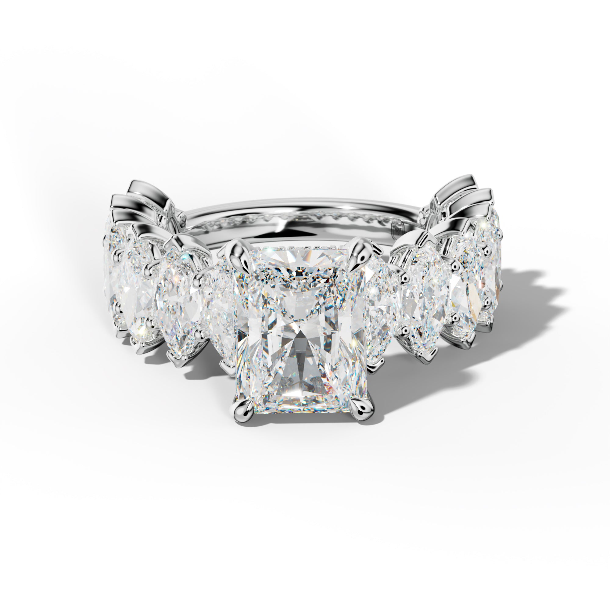 Ashley Radiant Diamond Engagement Ring With Marquise Side Stones