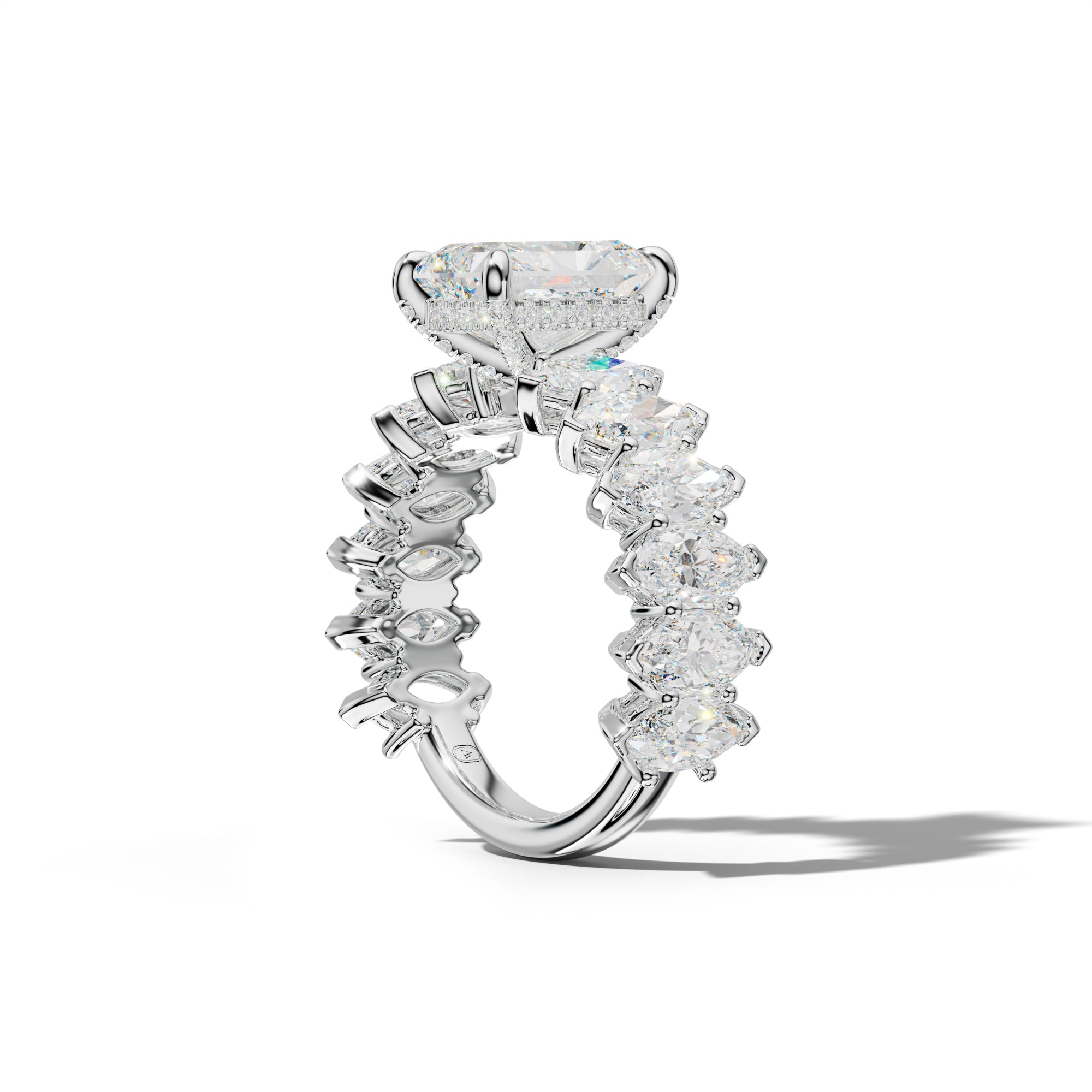 Ashley Radiant Diamond Engagement Ring With Marquise Side Stones