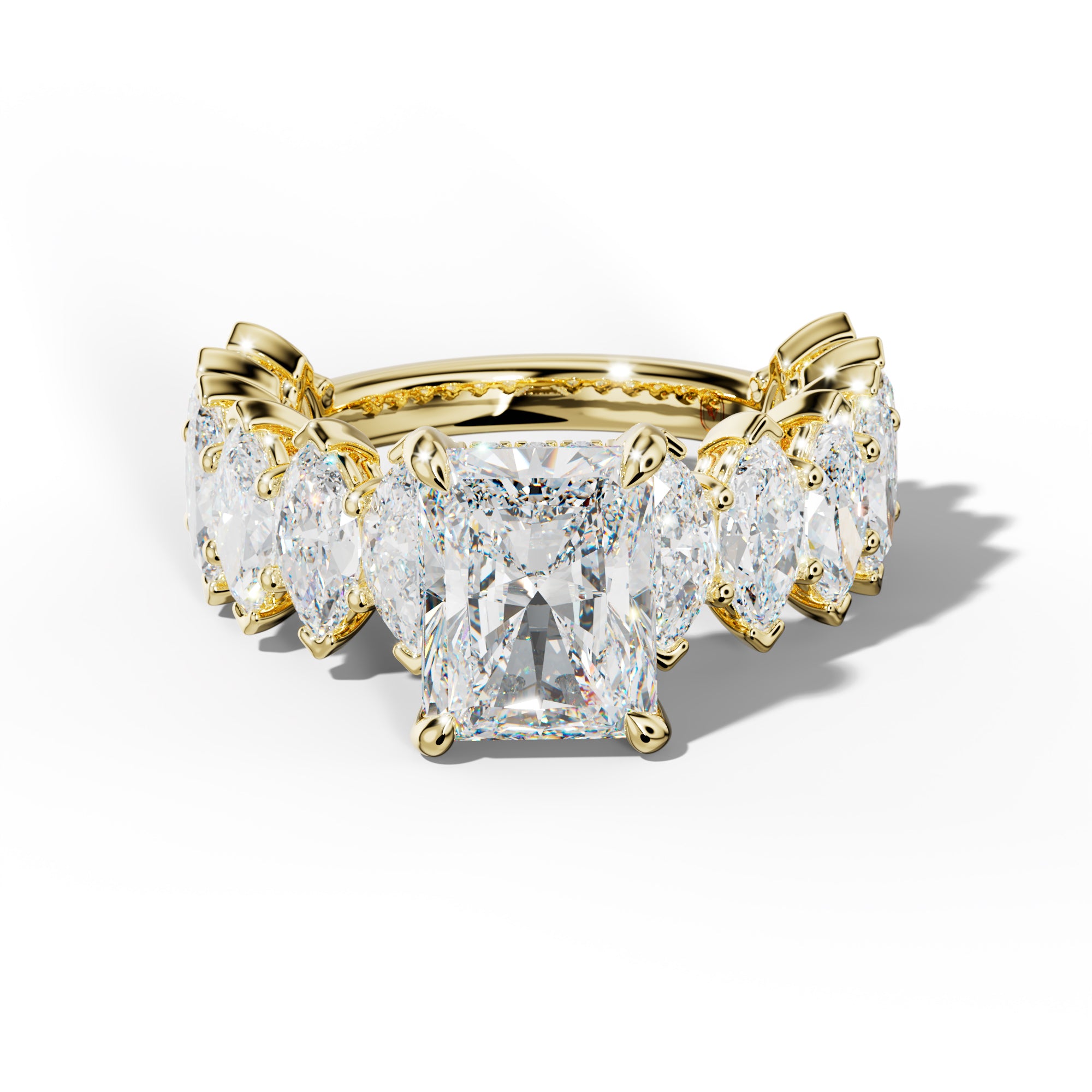 Ashley Radiant Diamond Engagement Ring With Marquise Side Stones