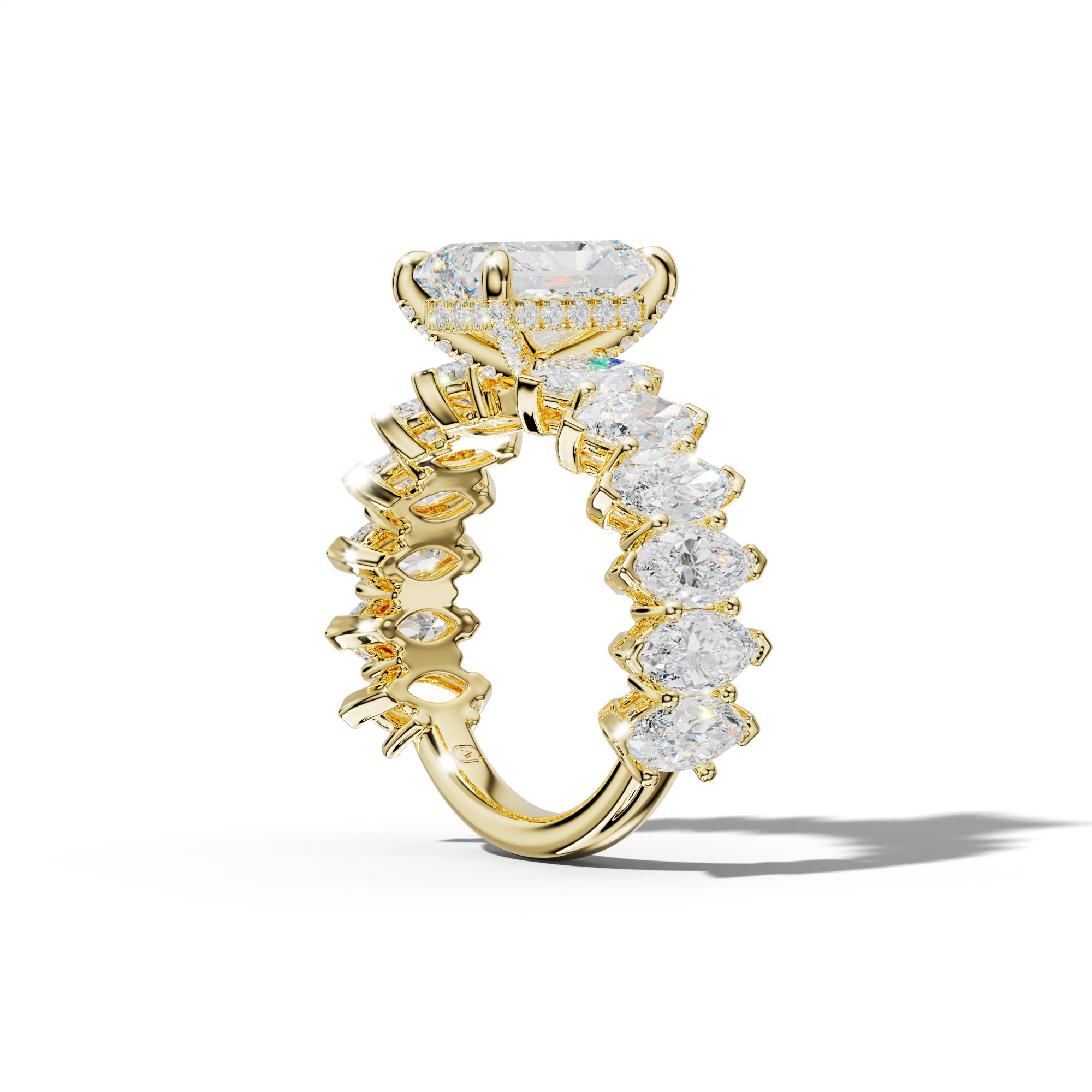 Ashley Radiant Diamond Engagement Ring With Marquise Side Stones