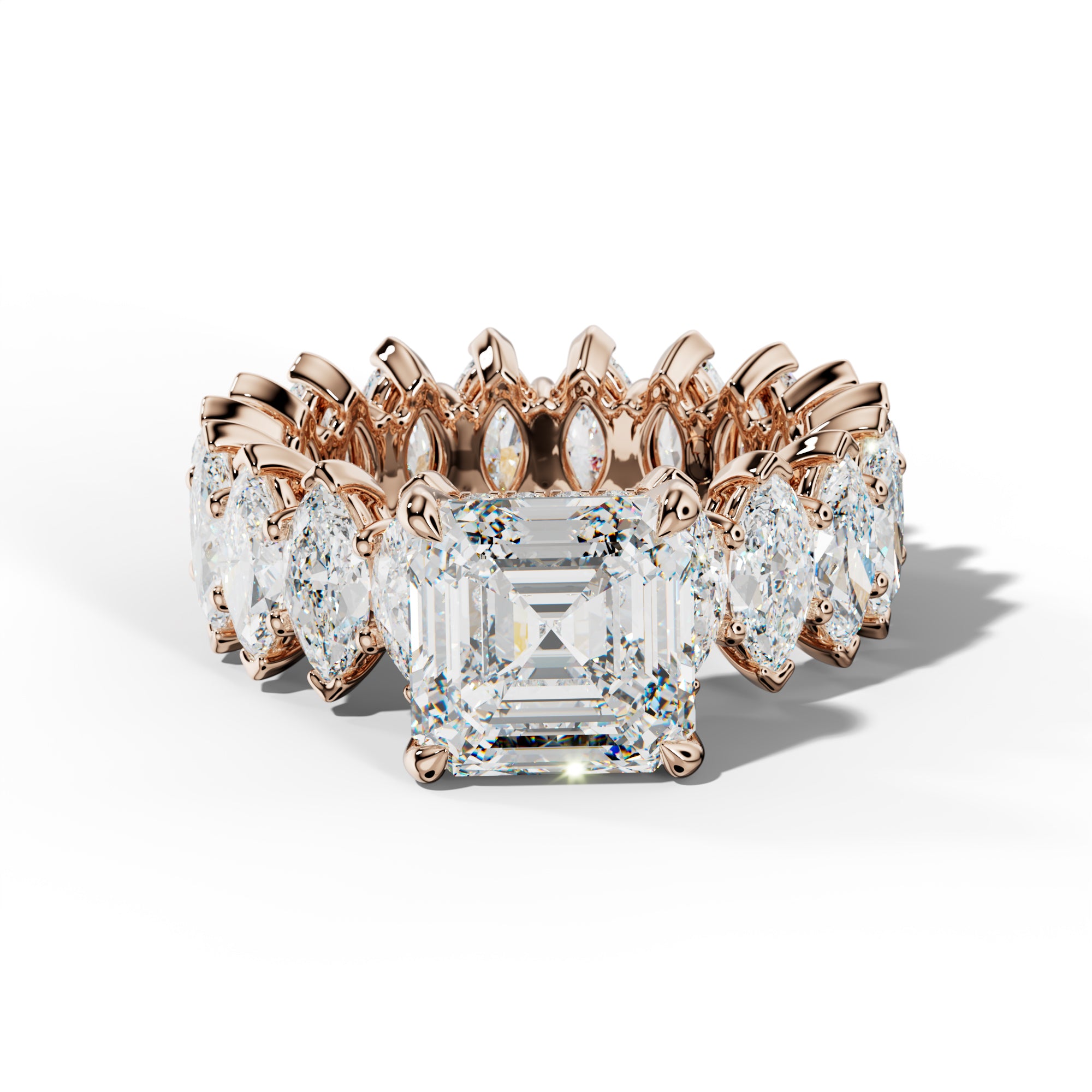 Taylor Asscher Diamond Engagement Ring With Marquise Side Stones