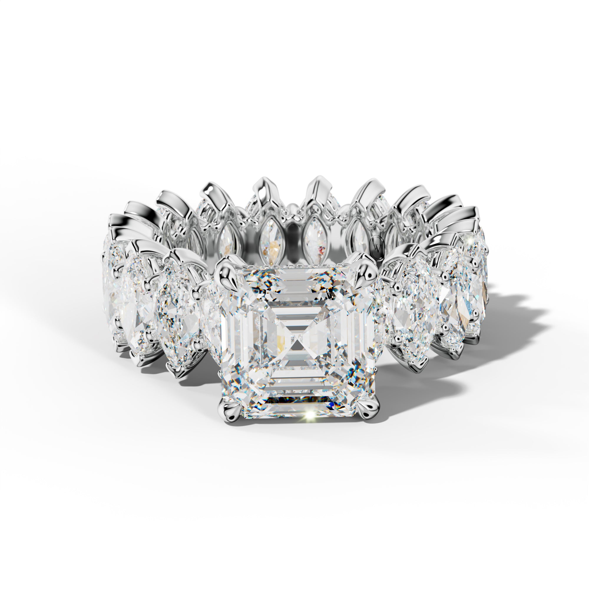 Taylor Asscher Diamond Engagement Ring With Marquise Side Stones