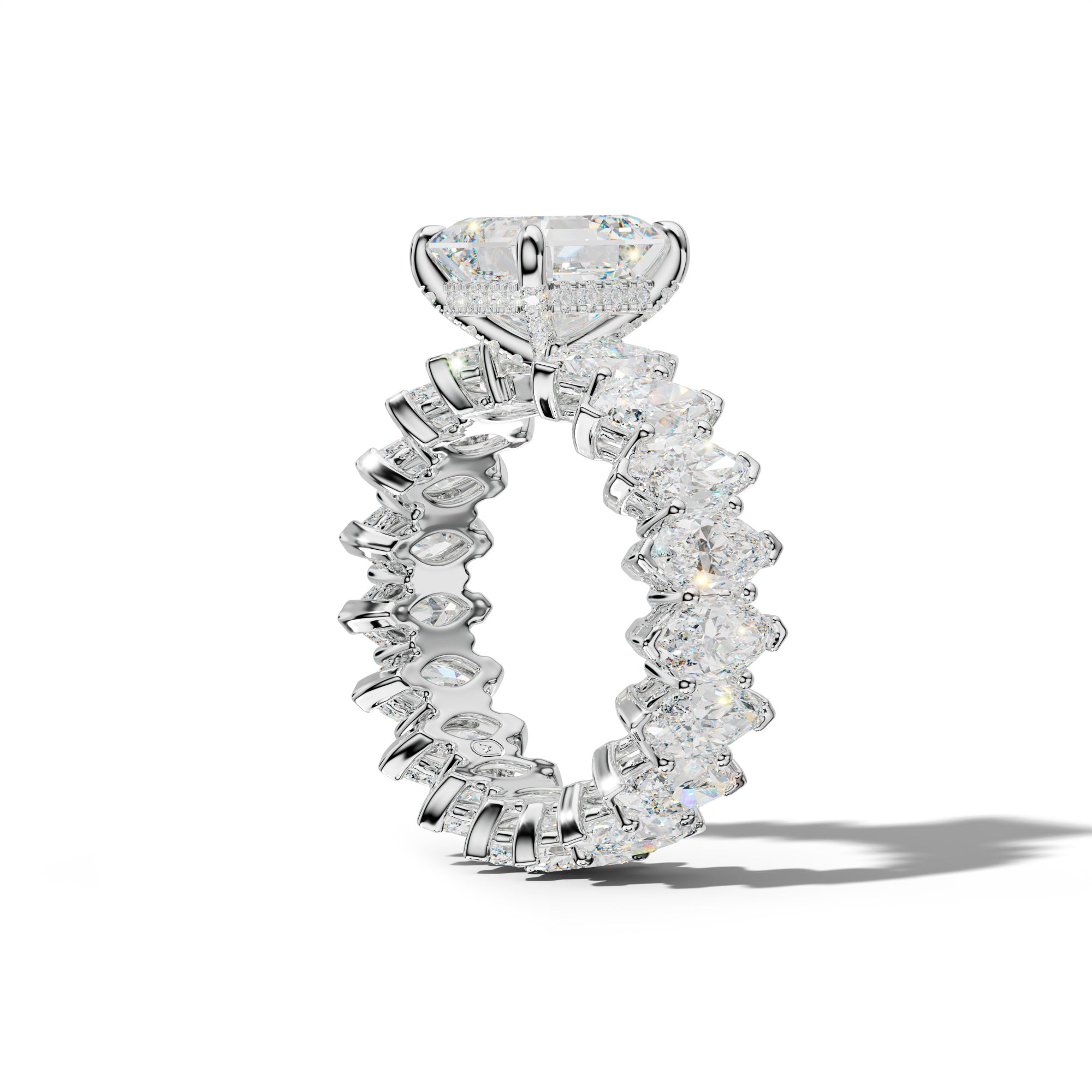Taylor Asscher Diamond Engagement Ring With Marquise Side Stones
