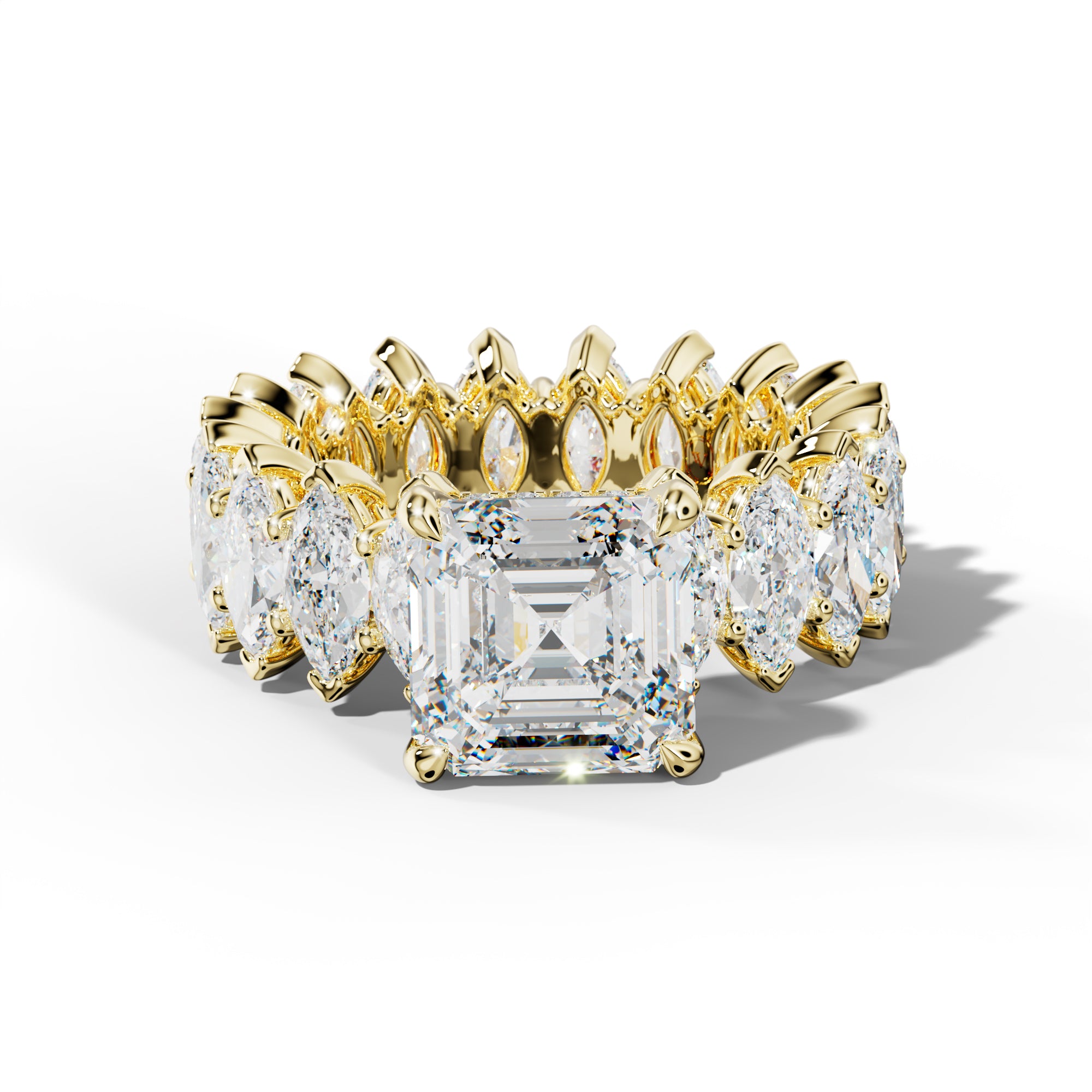 Taylor Asscher Diamond Engagement Ring With Marquise Side Stones
