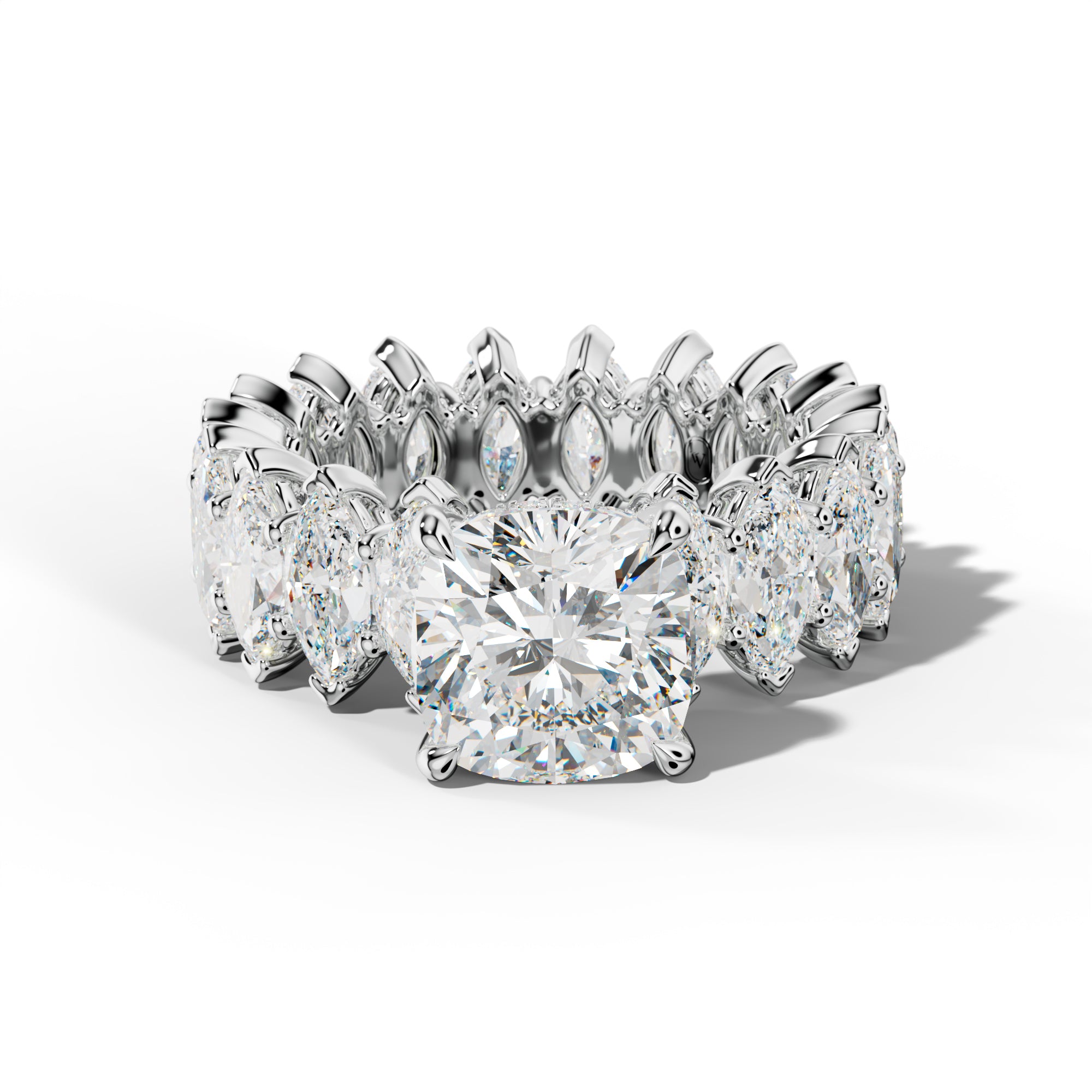 Taylor Cushion Diamond Engagement Ring With Marquise Side Stones