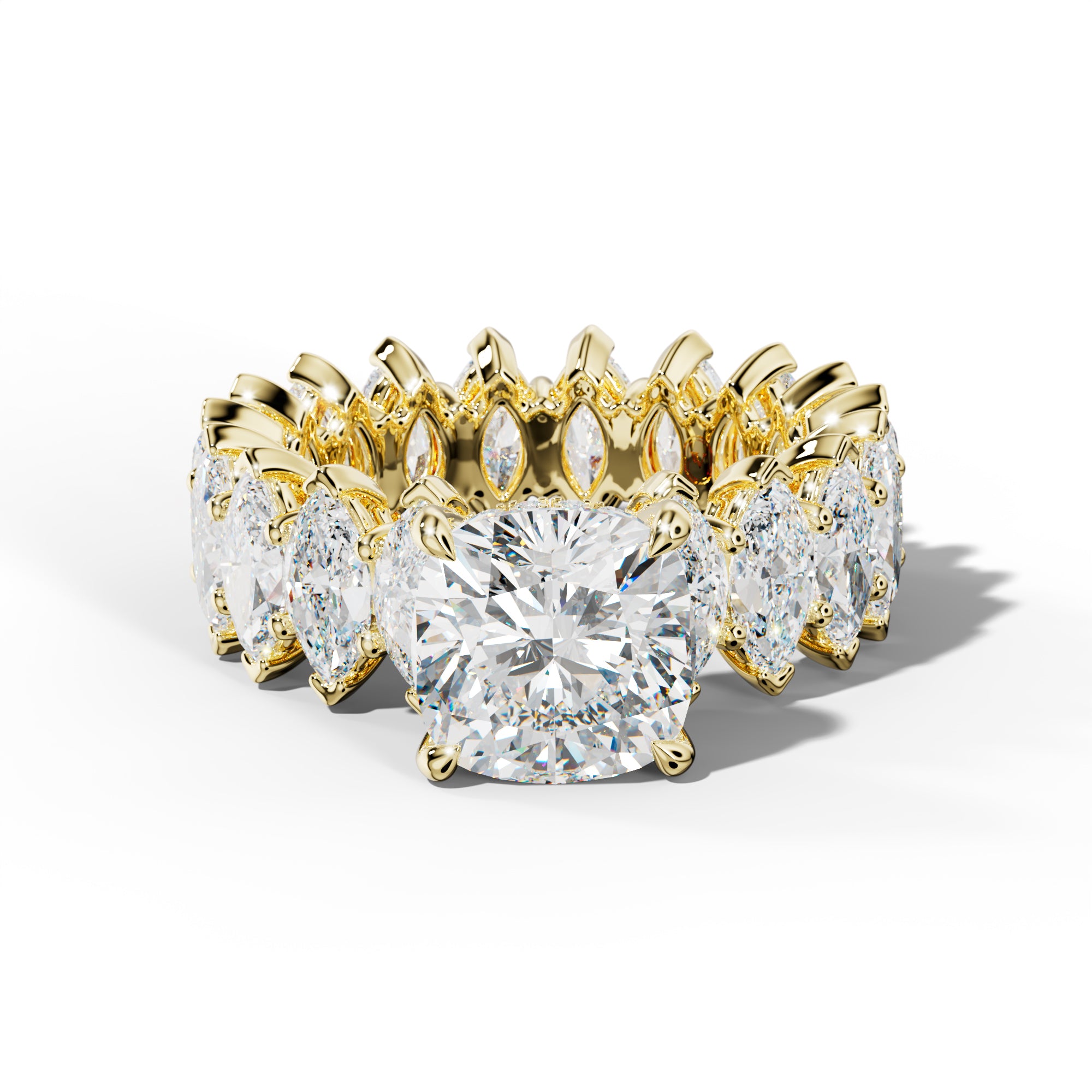 Taylor Cushion Diamond Engagement Ring With Marquise Side Stones