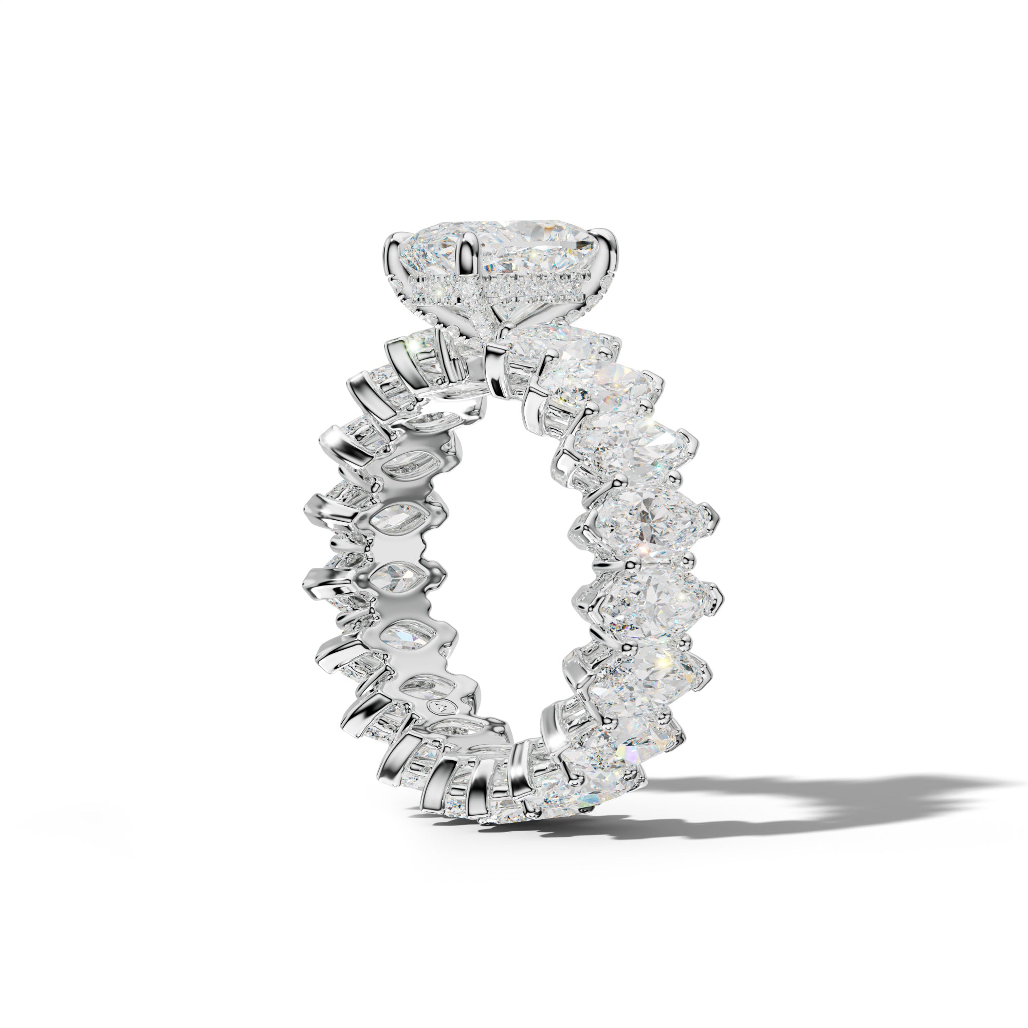Taylor Elongated Cushion Diamond Engagement Ring With Marquise Side Stones