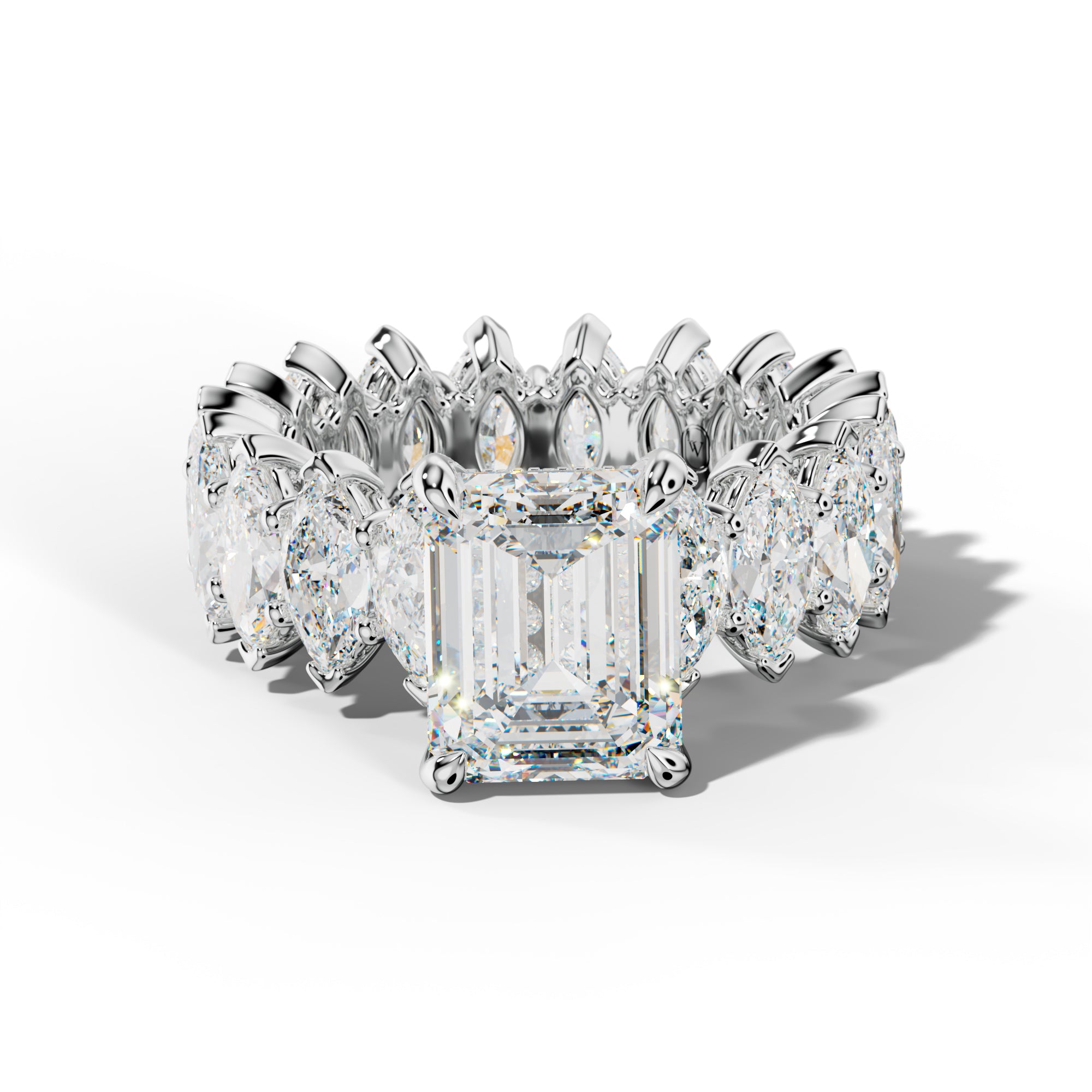Taylor Emerald Cut Engagement Ring With Marquise Side Stones