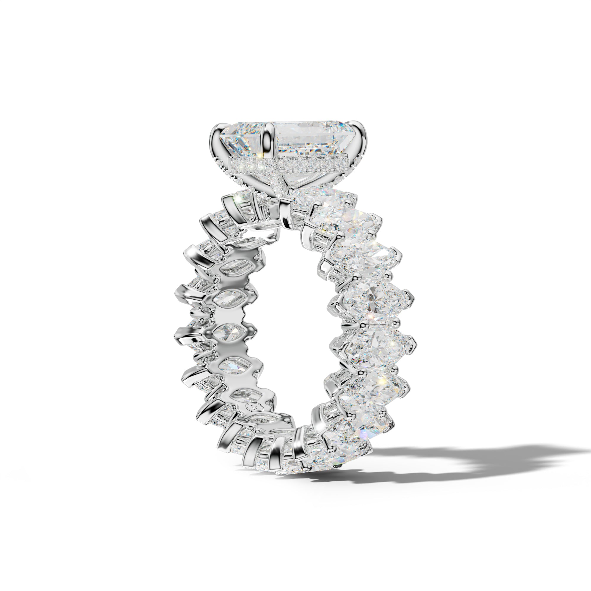 Taylor Emerald Cut Engagement Ring With Marquise Side Stones