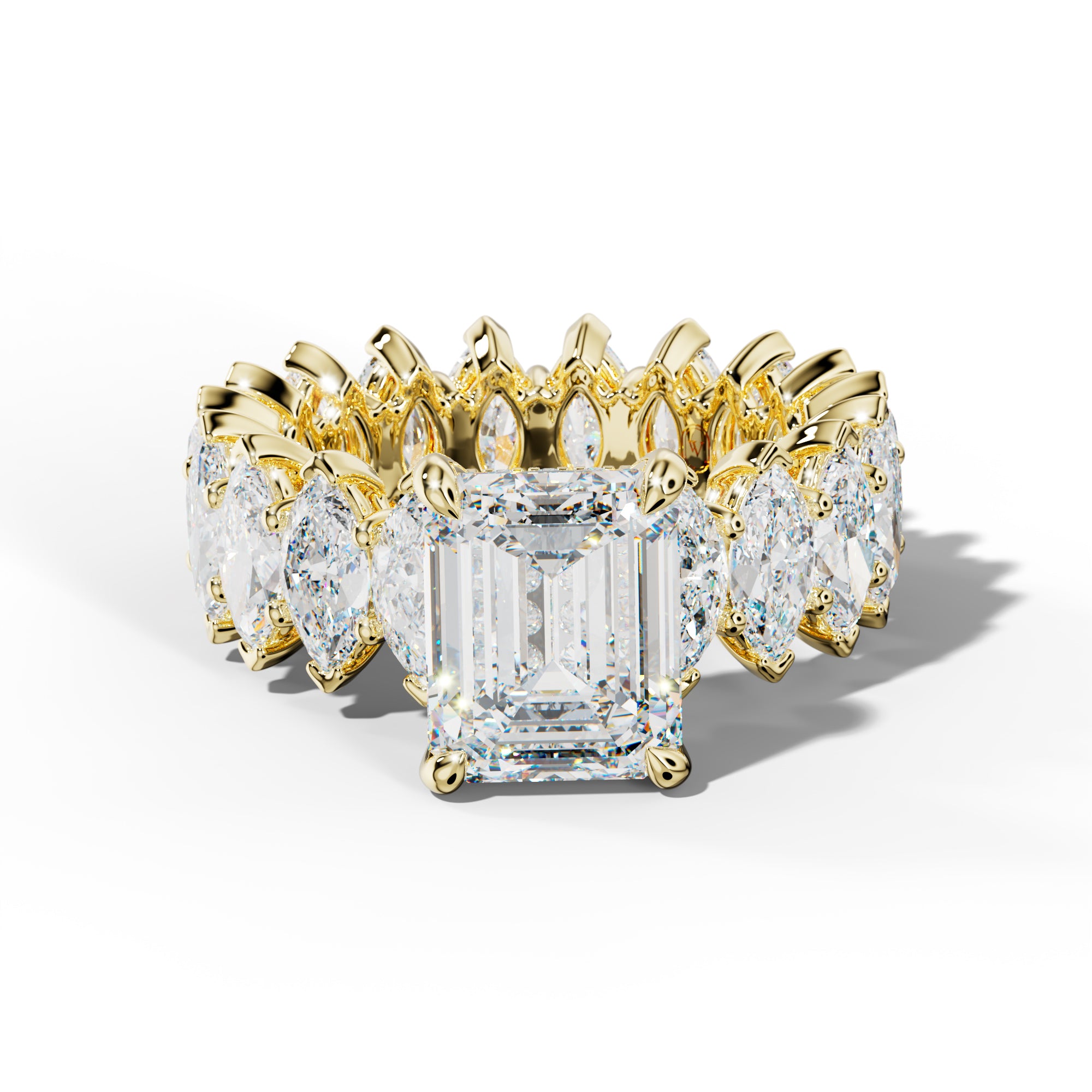 Taylor Emerald Cut Engagement Ring With Marquise Side Stones