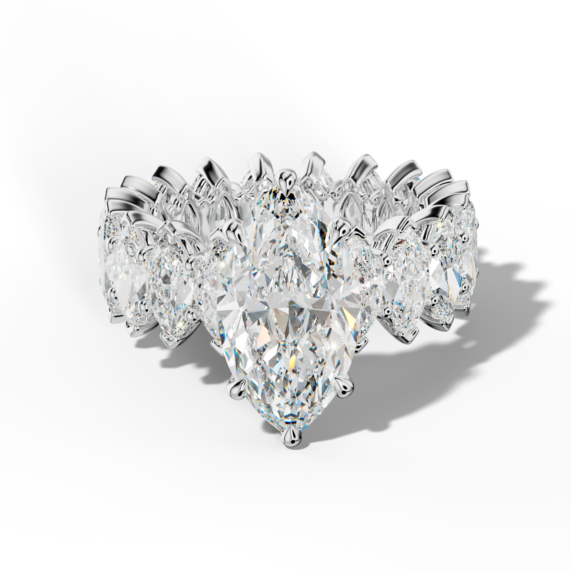 Taylor Marquise Diamond Engagement Ring With Marquise Side Stones