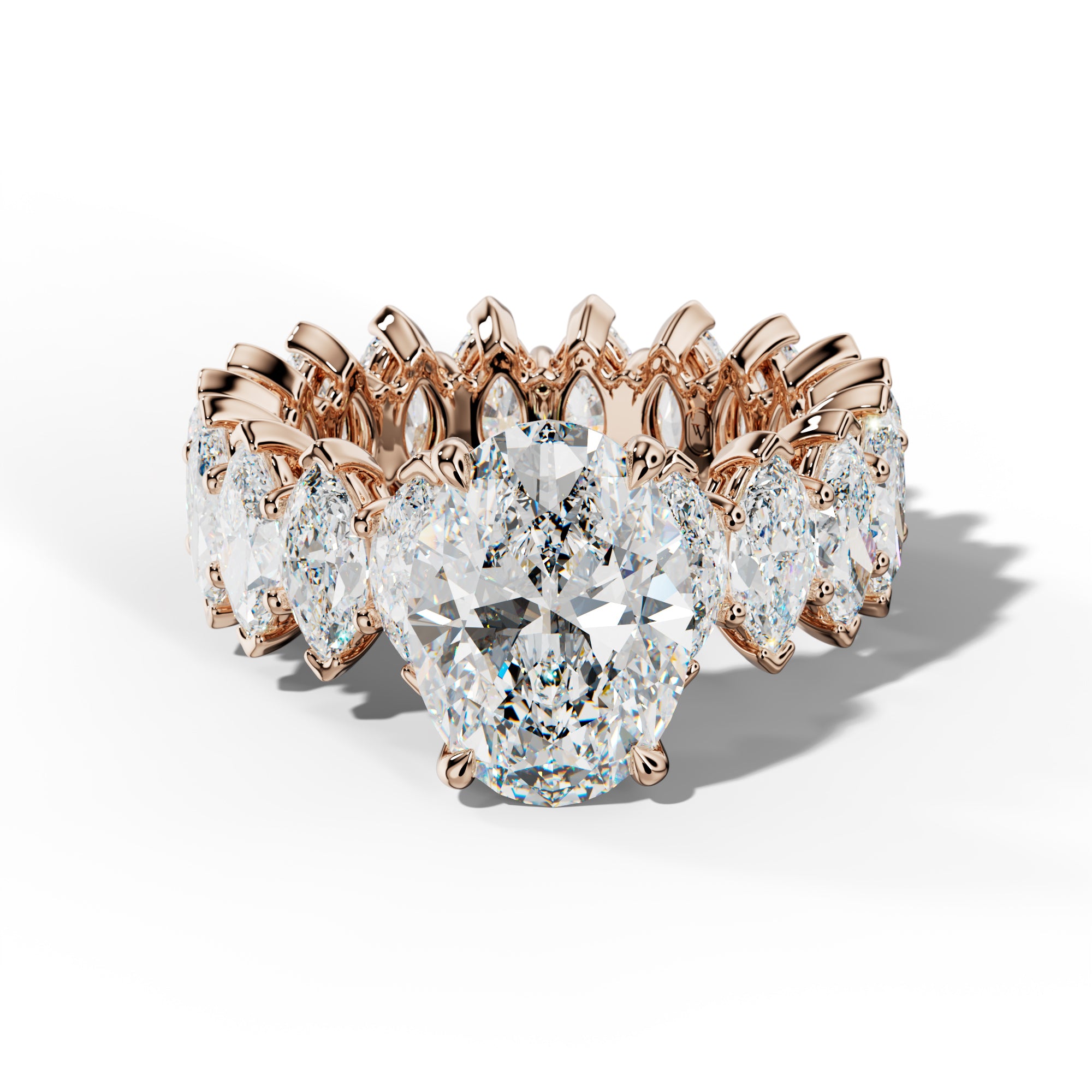 Taylor Oval Diamond Engagement Ring With Marquise Side Stones