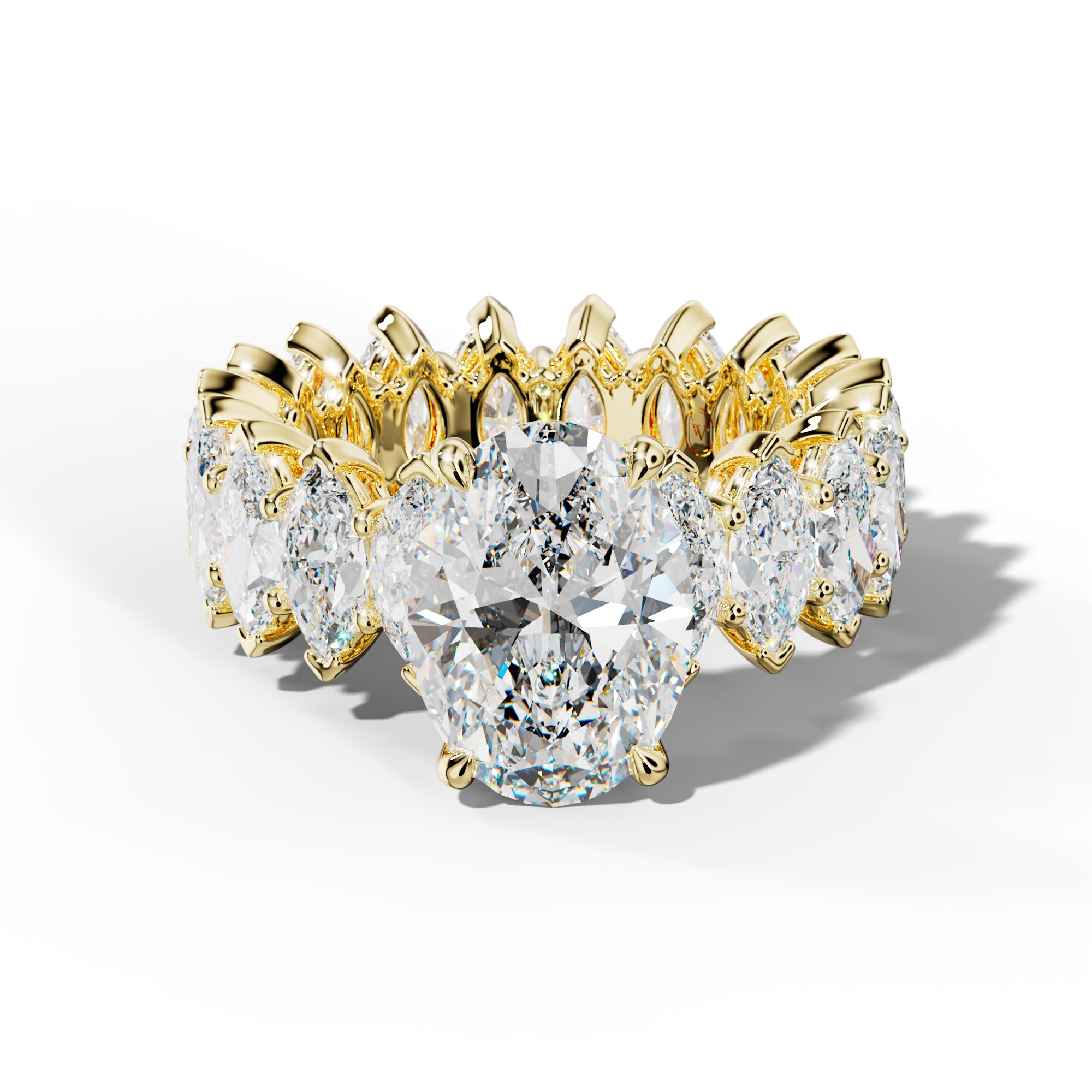 Taylor Oval Diamond Engagement Ring With Marquise Side Stones