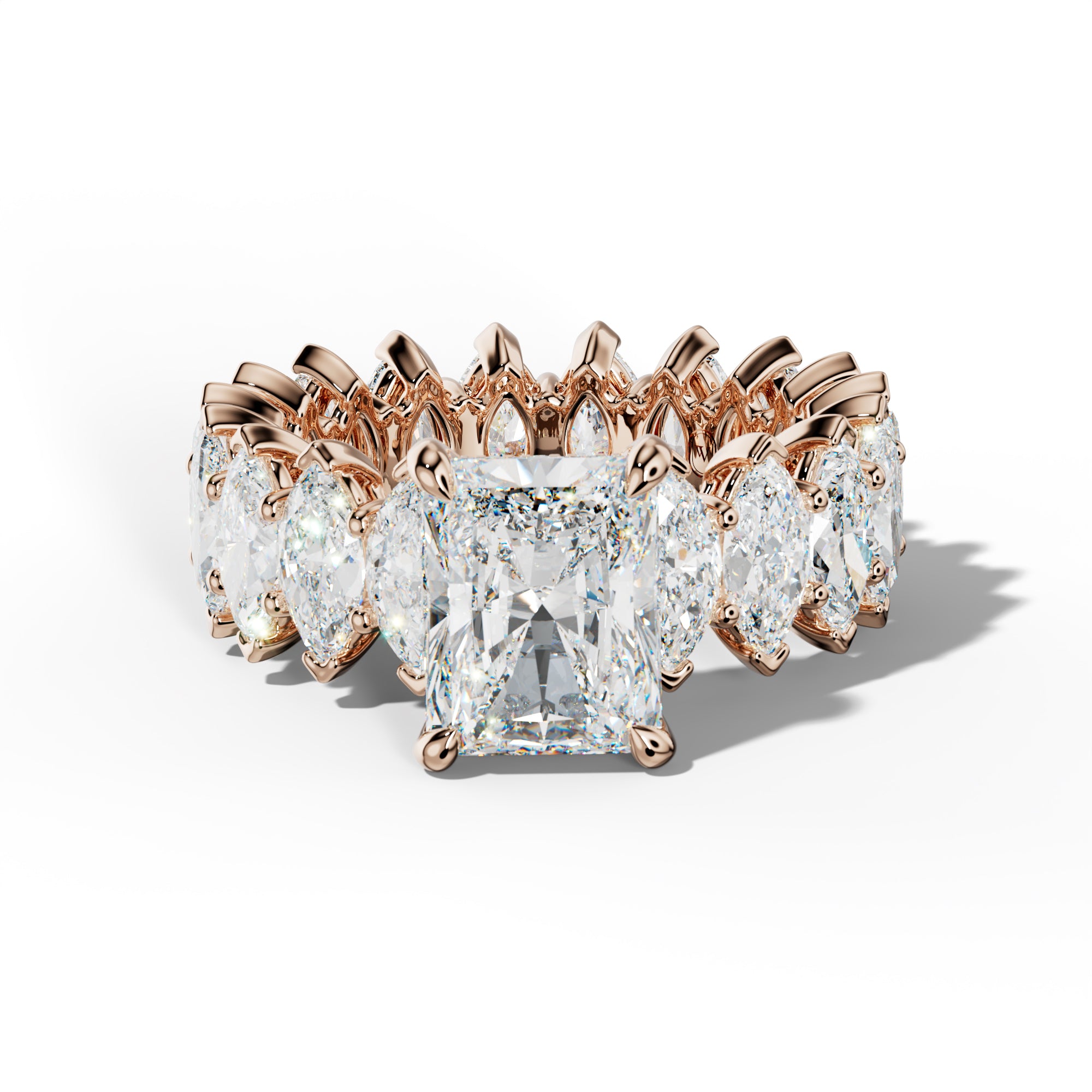 Taylor Radiant Diamond Engagement Ring With Marquise Side Stones