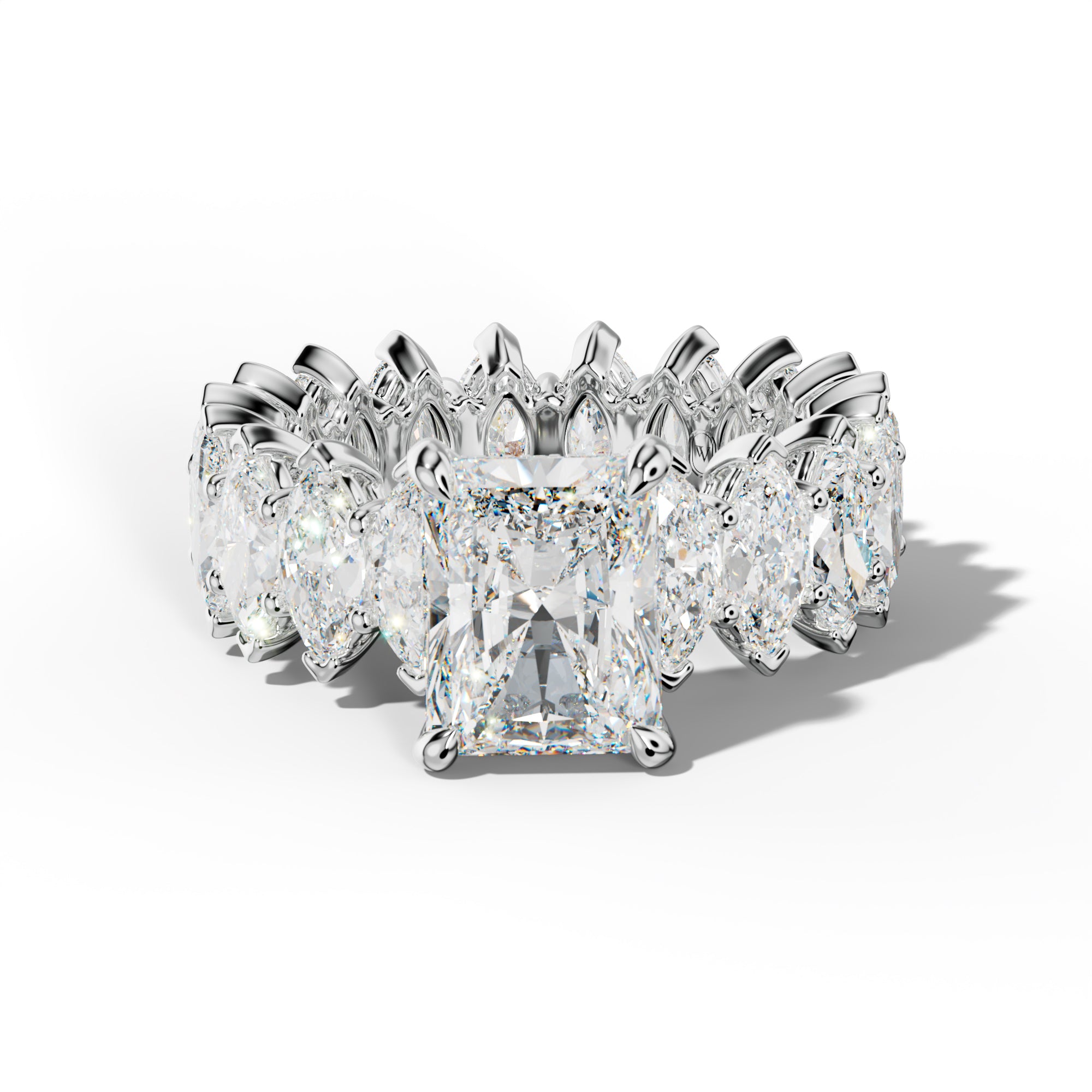 Taylor Radiant Diamond Engagement Ring With Marquise Side Stones