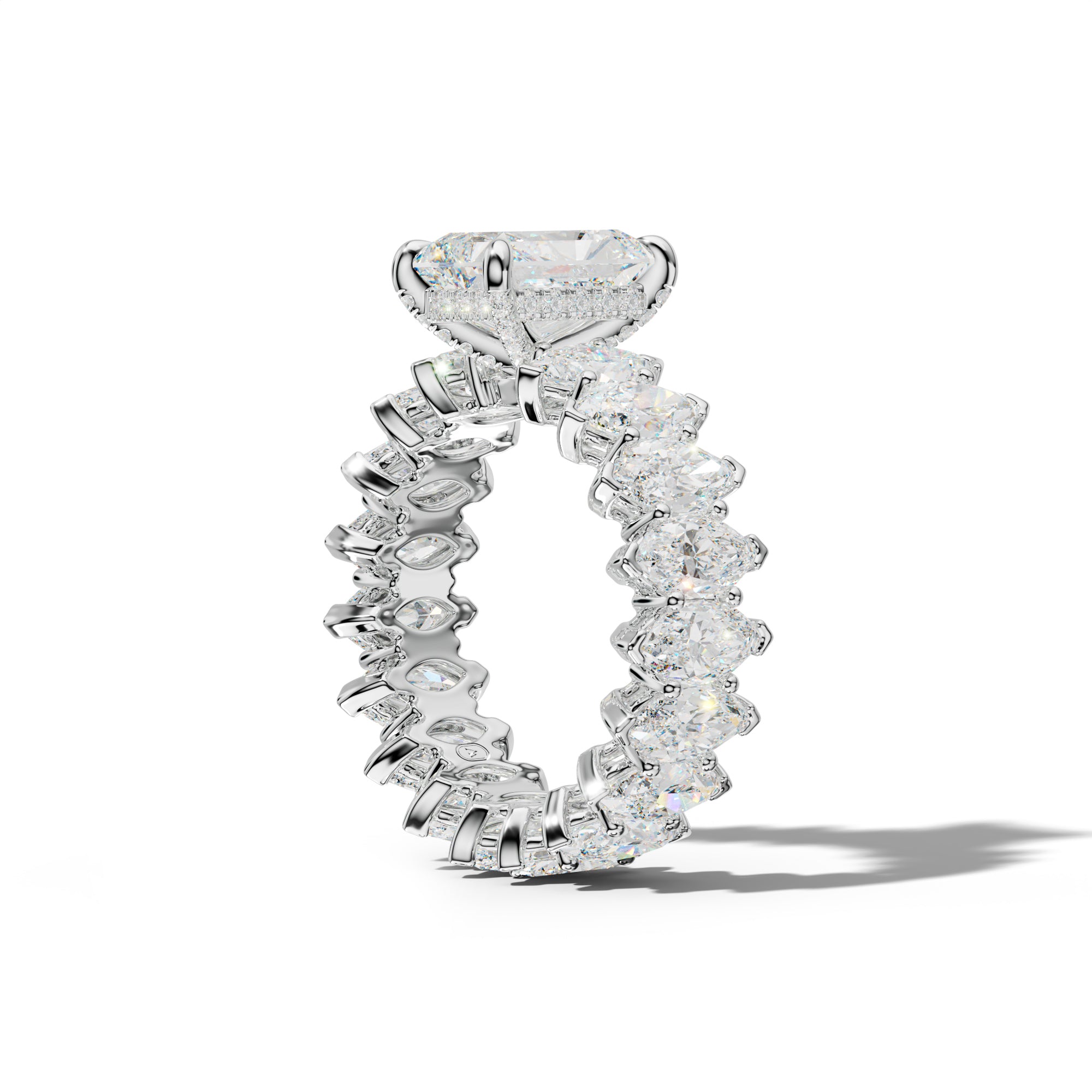 Taylor Radiant Diamond Engagement Ring With Marquise Side Stones