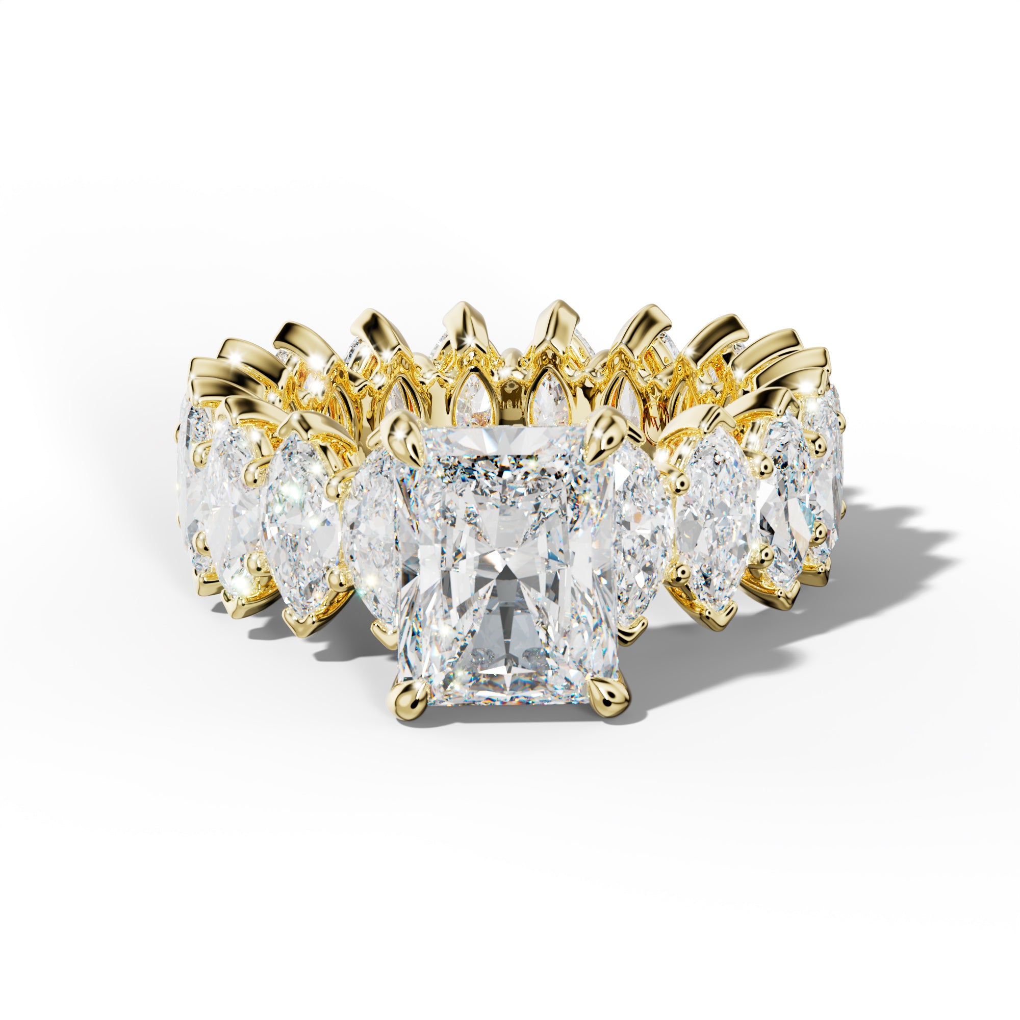 Taylor Radiant Diamond Engagement Ring With Marquise Side Stones